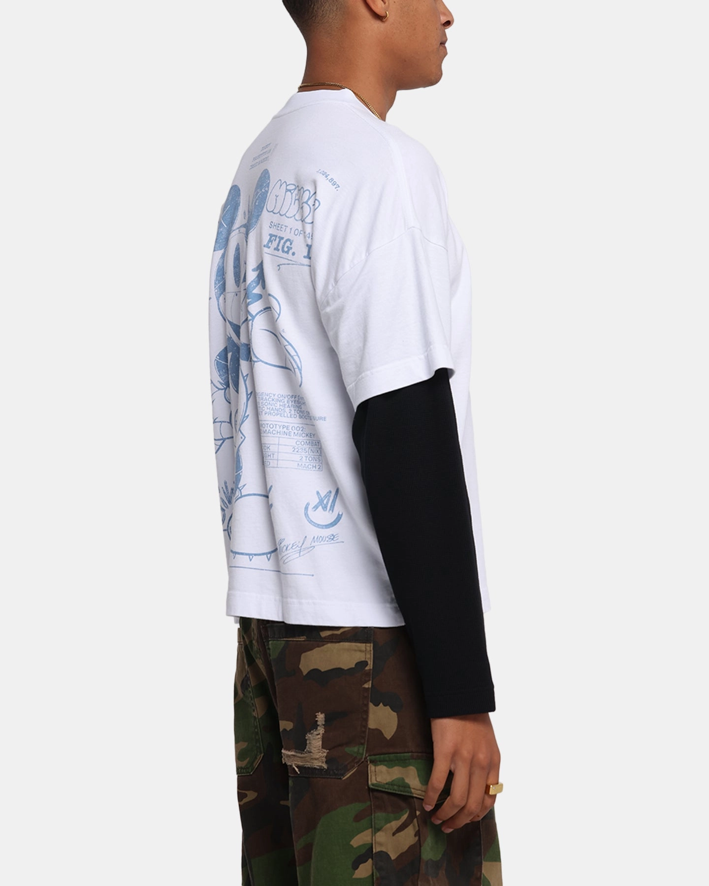 Cozy Feeling American Thrift Disney Mickey Prototype II Long Sleeve T-Shirt White