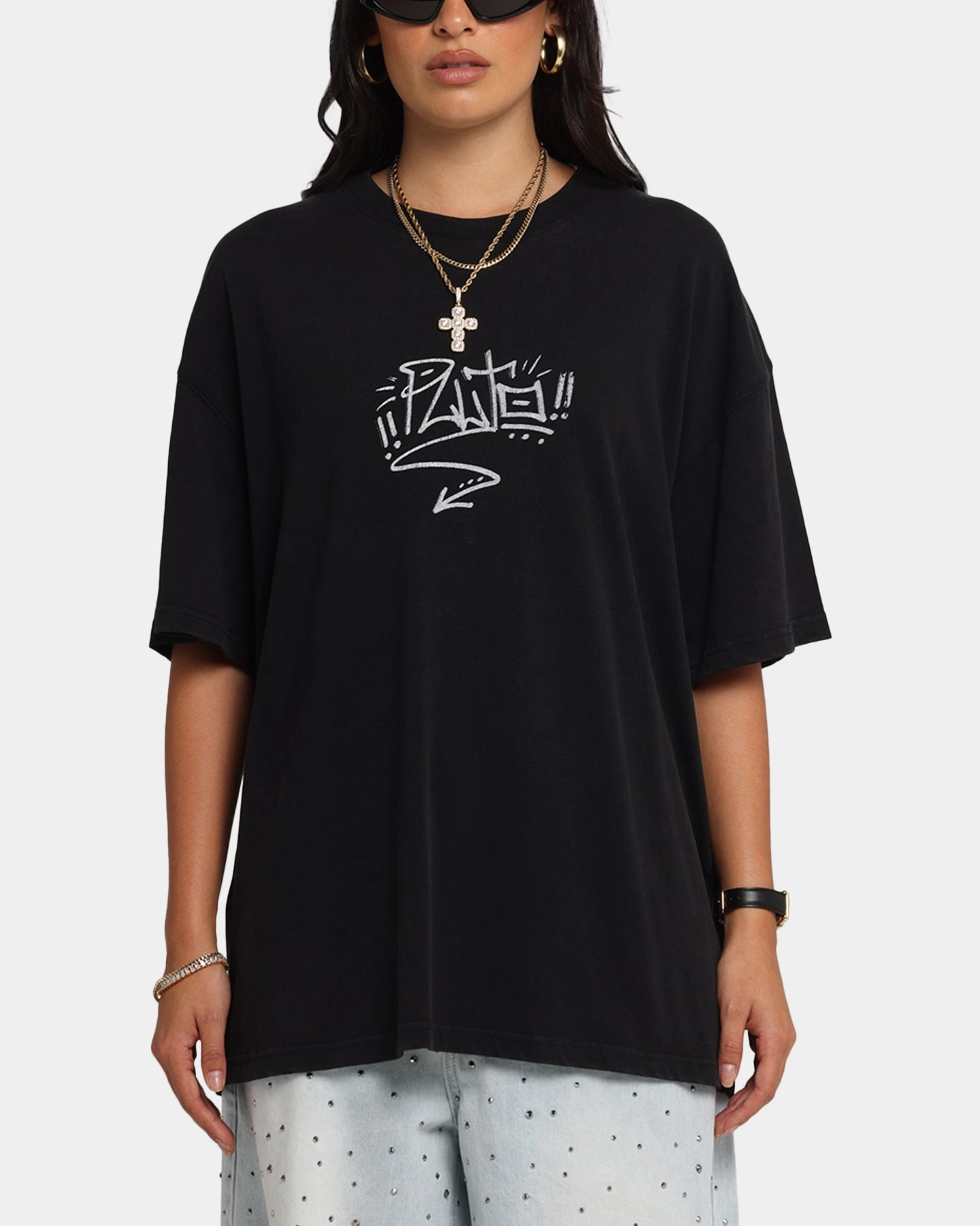American Thrift Disney Pluto T-Shirt Black Garment Dyed Finish
