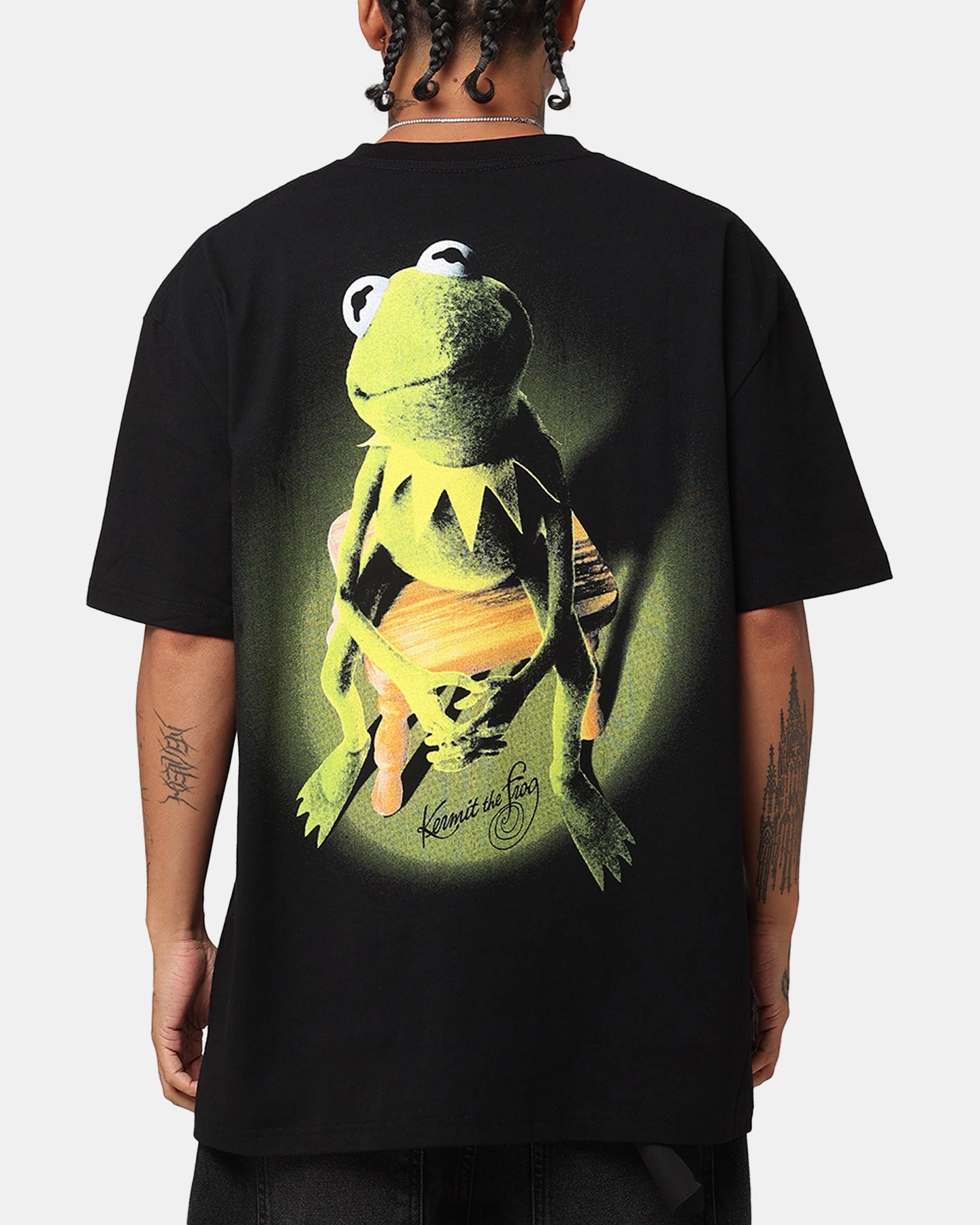 Tagless Design Outdoor Smart American Thrift Disney The Muppets Kermit Heavy T-Shirt Black
