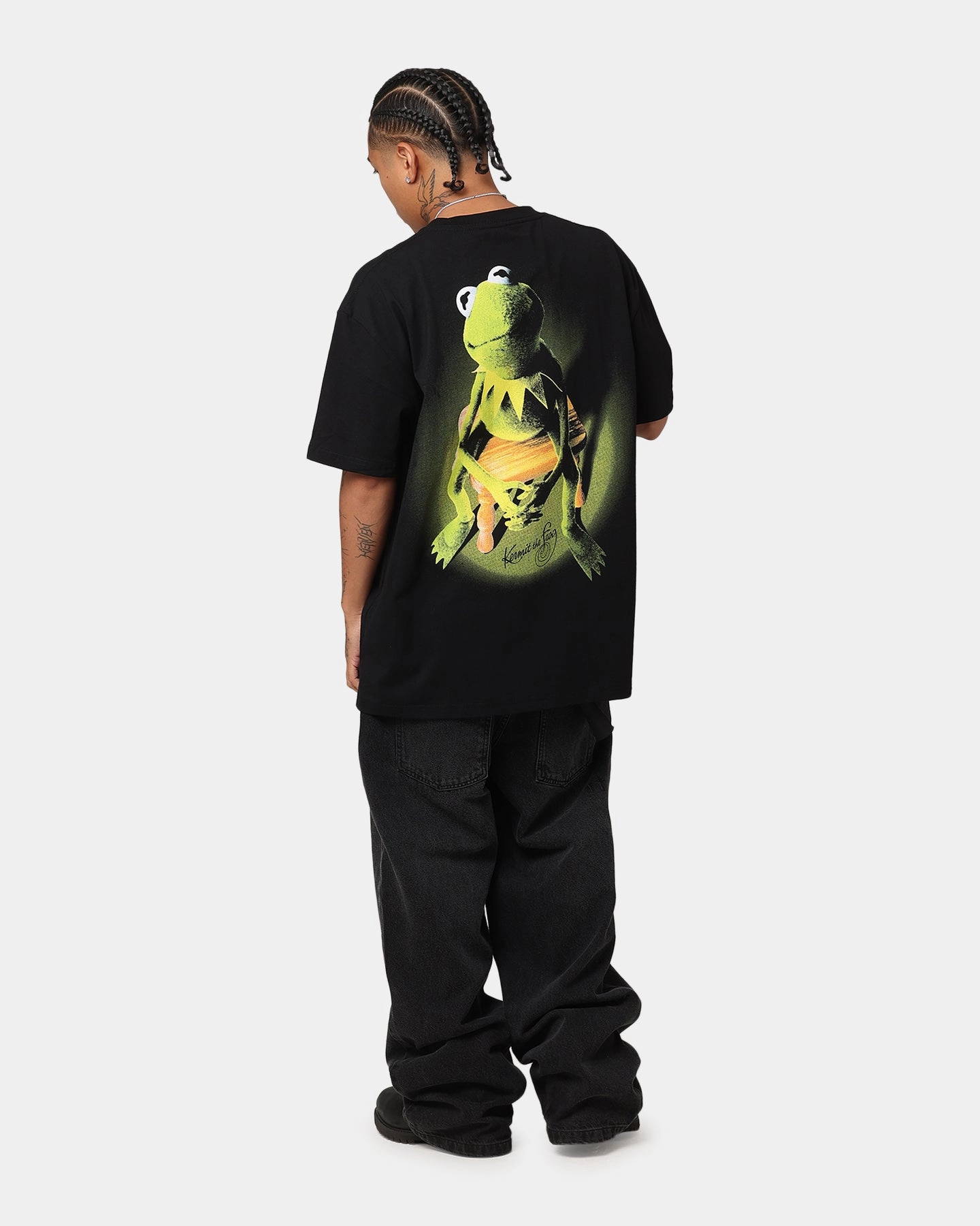 Christmas American Thrift Disney The Muppets Kermit Heavy T-Shirt Black