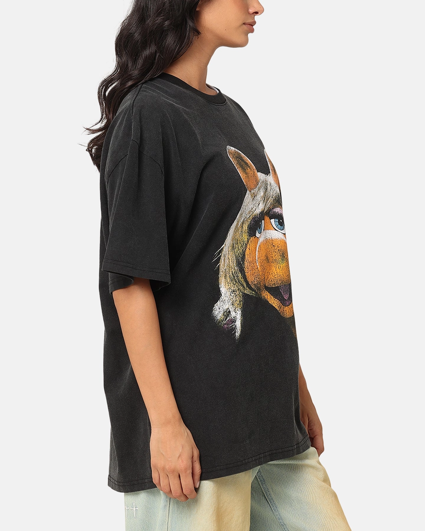 Non Toxic Printing American Thrift Disney The Muppets Miss Piggy Heavy T-Shirt Vintage Black
