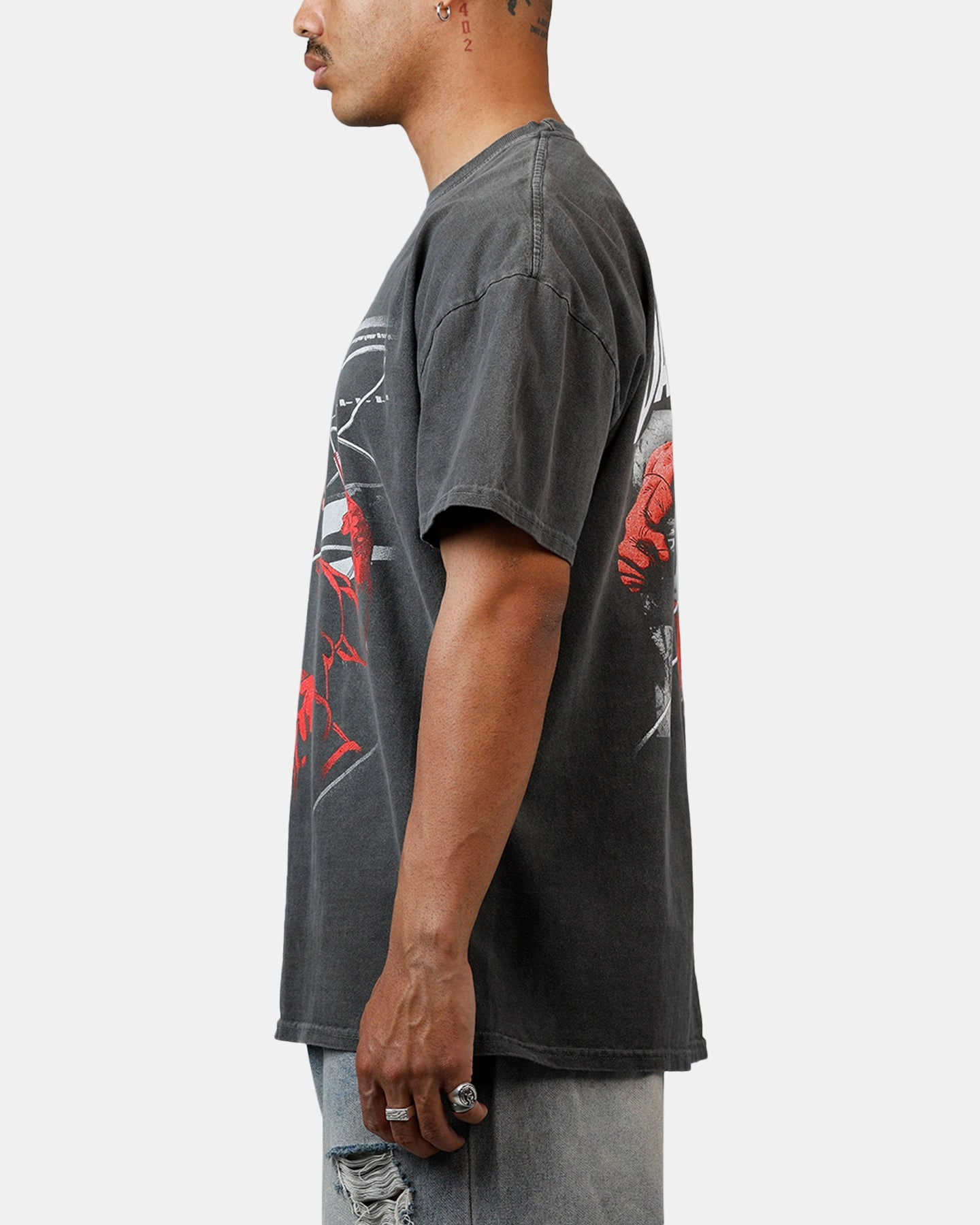 American Thrift Marvel Daredevil Poster Heavyweight T-Shirt Black Wash Smart Comfort Denim combination