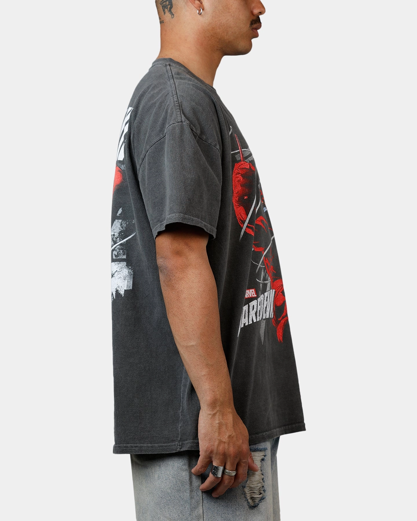 American Thrift Marvel Daredevil Poster Heavyweight T-Shirt Black Wash Basic Layering Luxury clothing