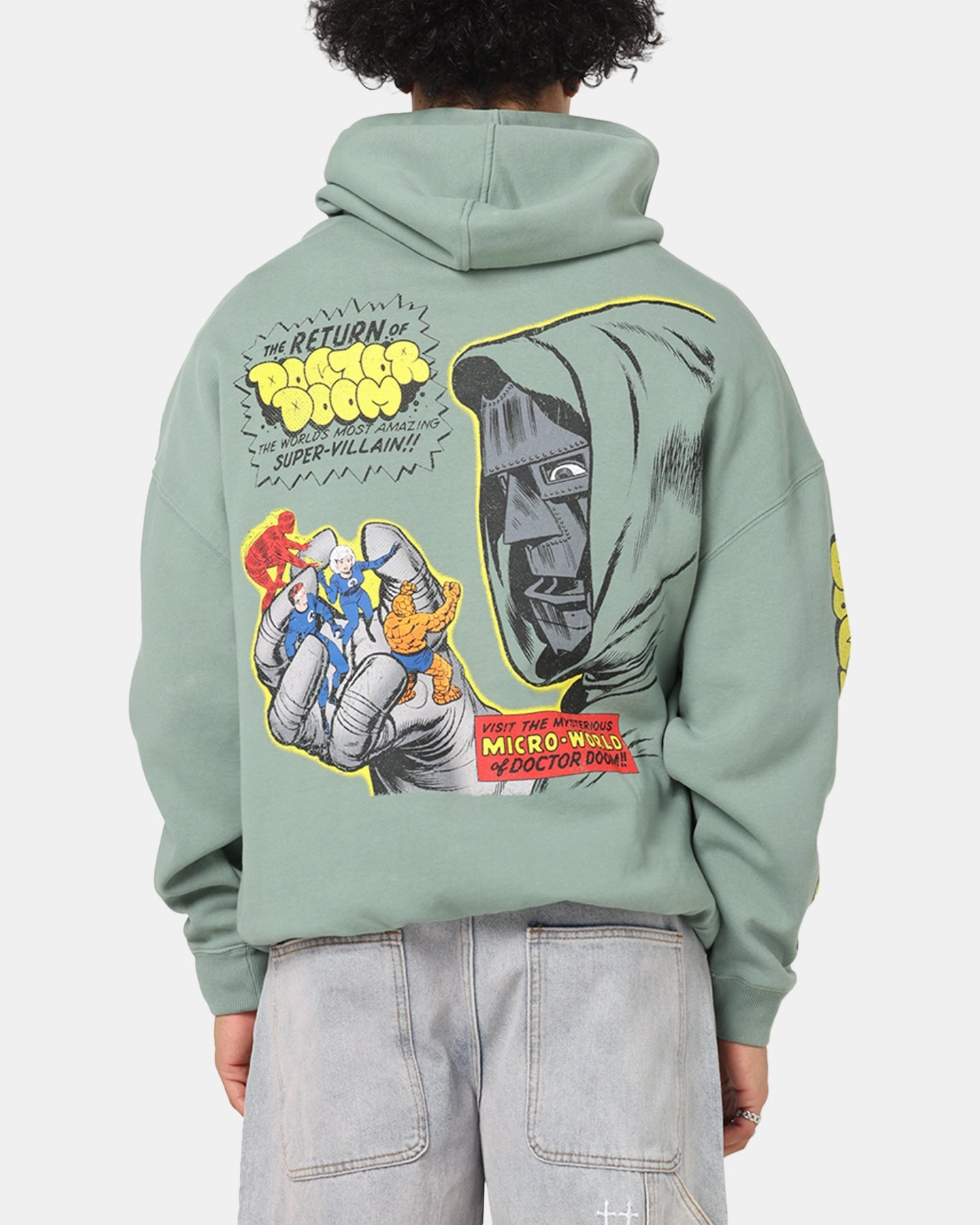 American Thrift Marvel Fantastic Four Doctor Doom Villian Premium Hoodie Green Breathable Comfort winter season