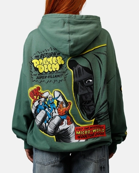 Faux Fur Front Pockets American Thrift Marvel Fantastic Four Doctor Doom Villian Premium Hoodie Green