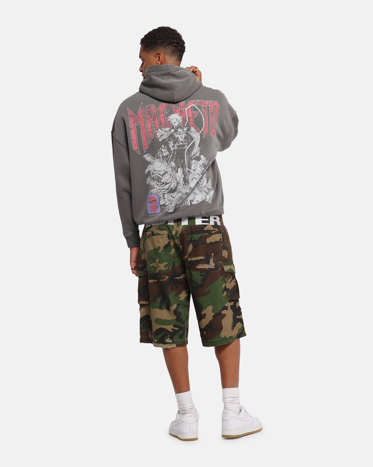 American Thrift Marvel X-Men Magneto Premium Hoodie Washed Charcoal Ergonomic Paneling