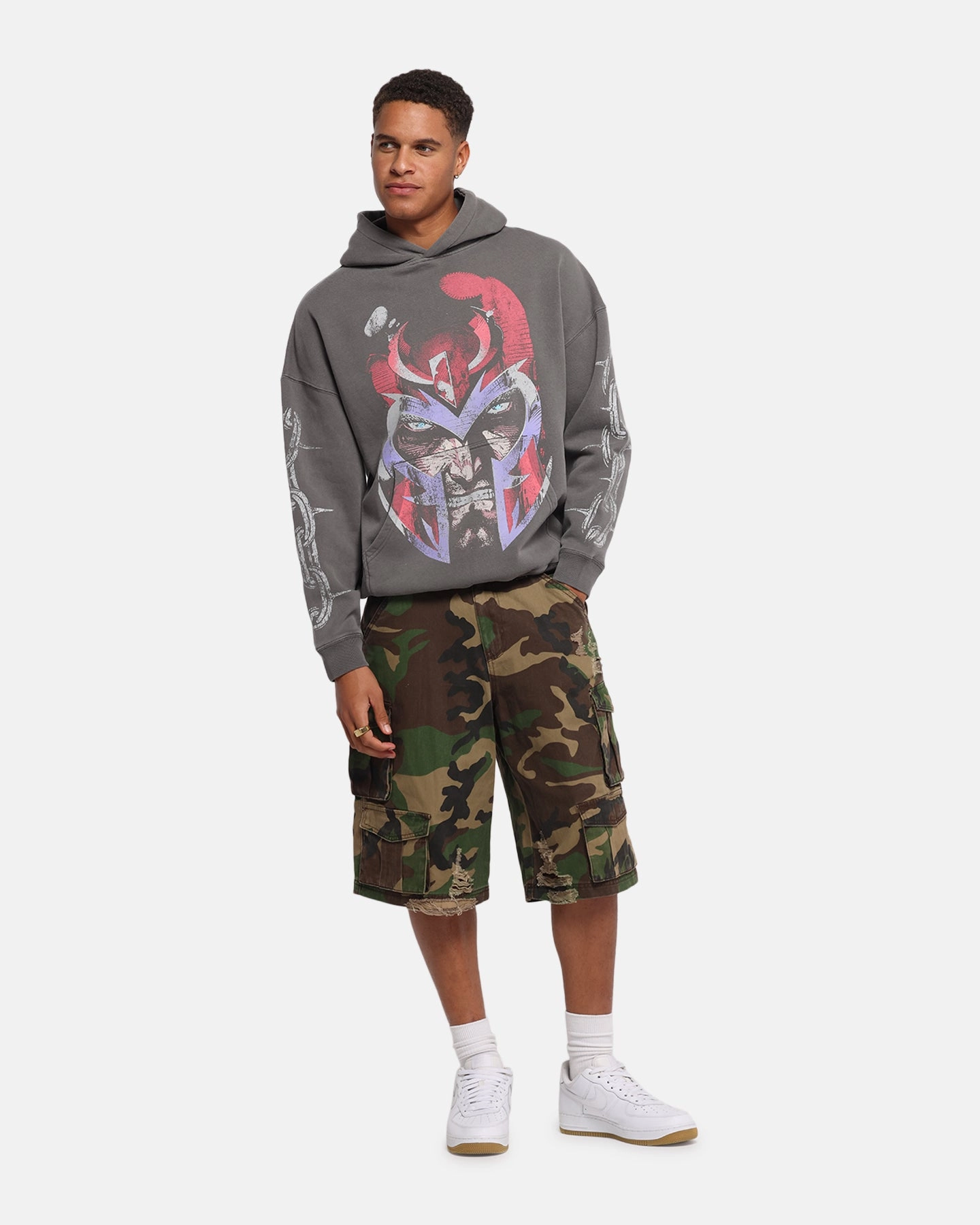 high - level safety certification American Thrift Marvel X-Men Magneto Premium Hoodie Washed Charcoal