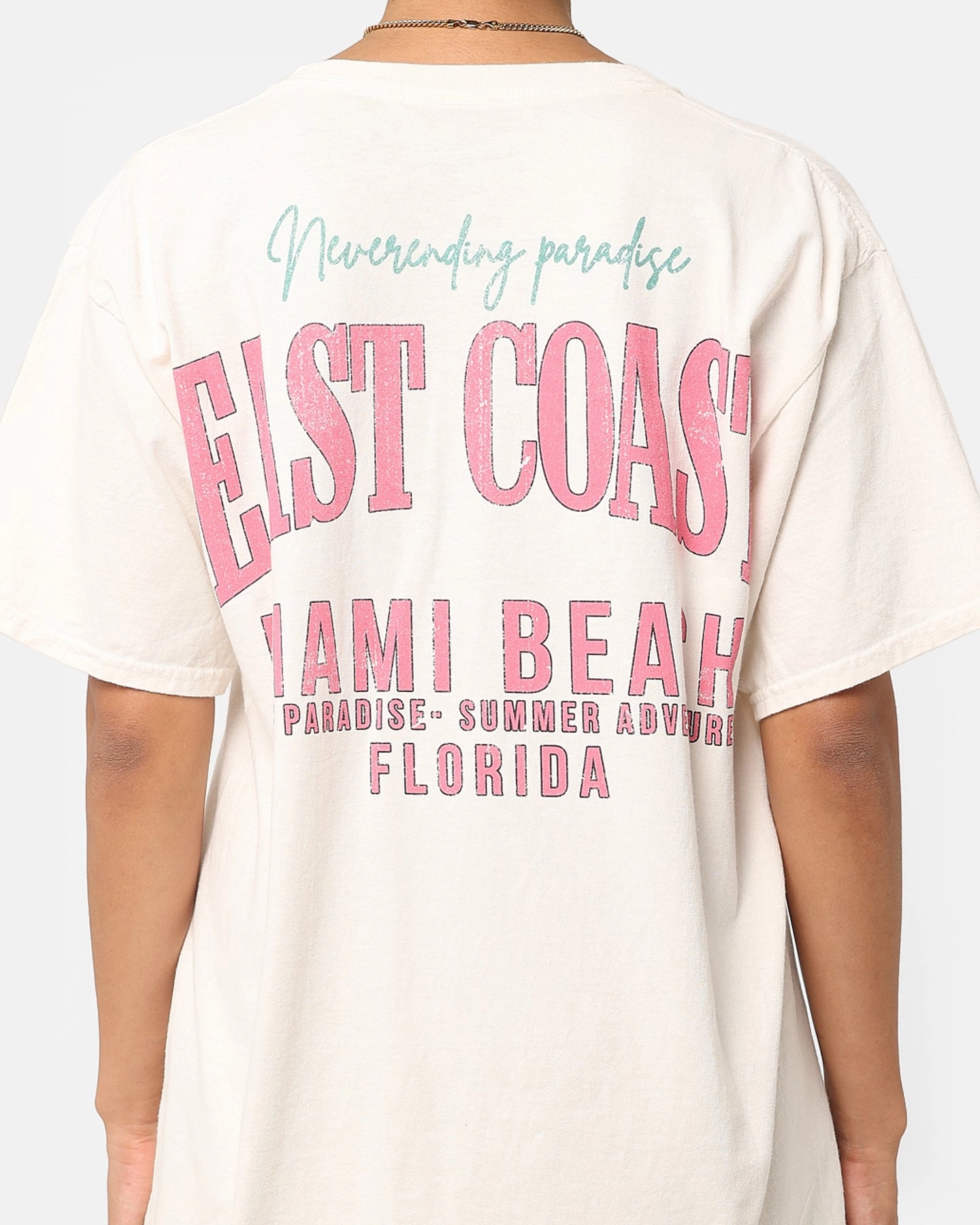 American Thrift Miami Beach Vintage T-Shirt Off White Versatile Outfit Fashionable