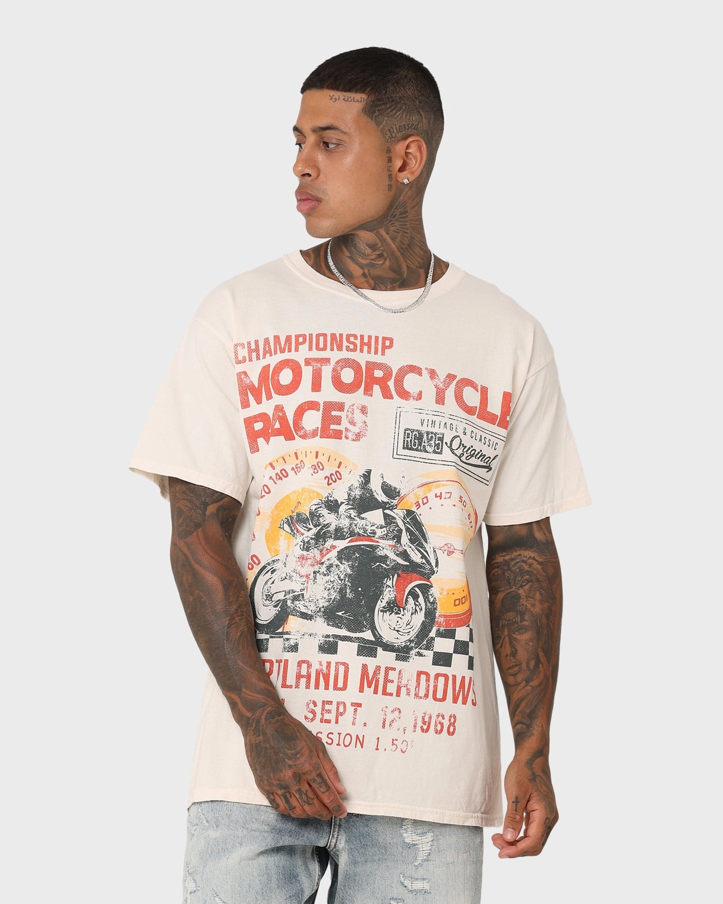 American Thrift Portland Meadows Vintage T-Shirt Off White Premium Comfort