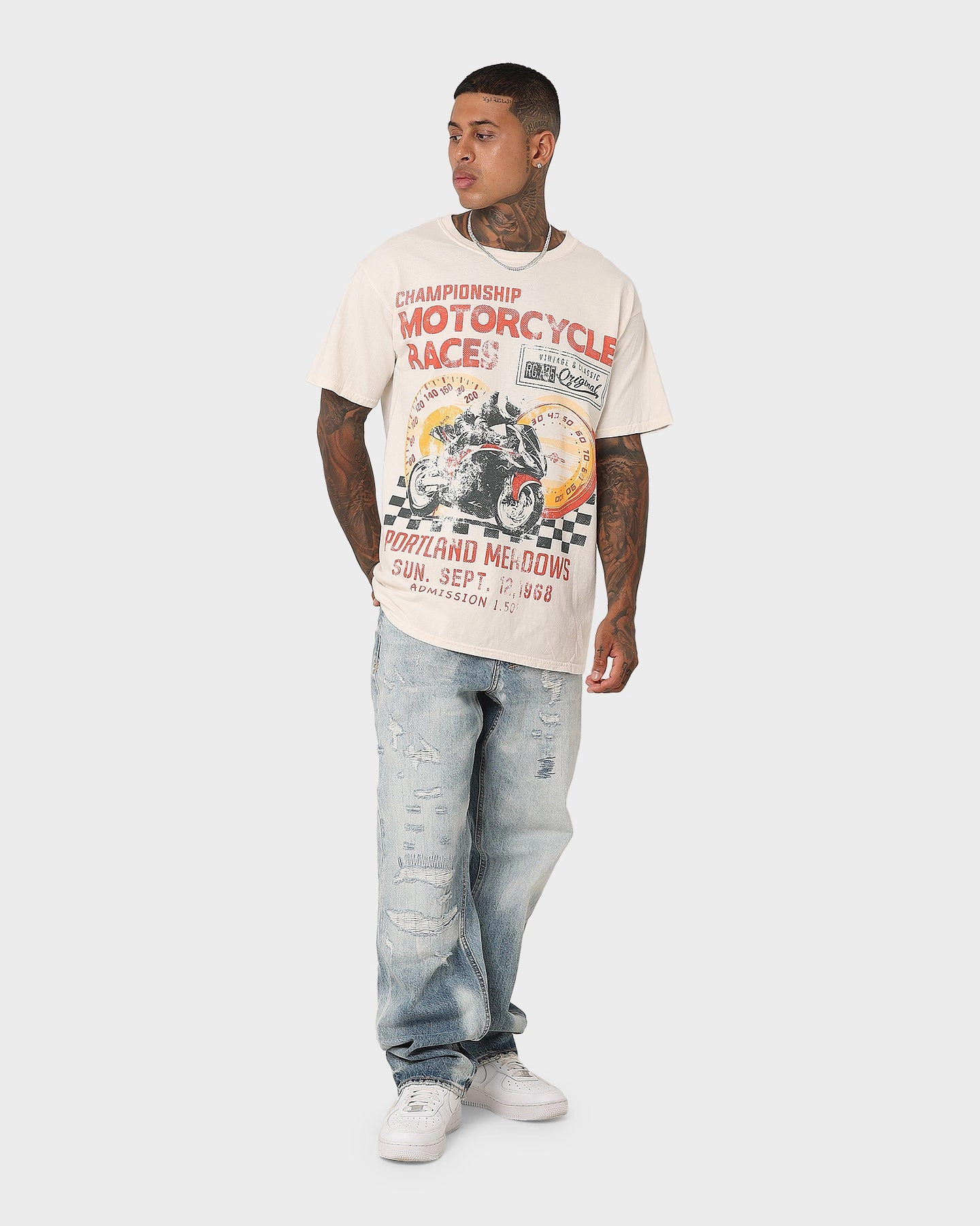 Durable Material Layering Comfort American Thrift Portland Meadows Vintage T-Shirt Off White