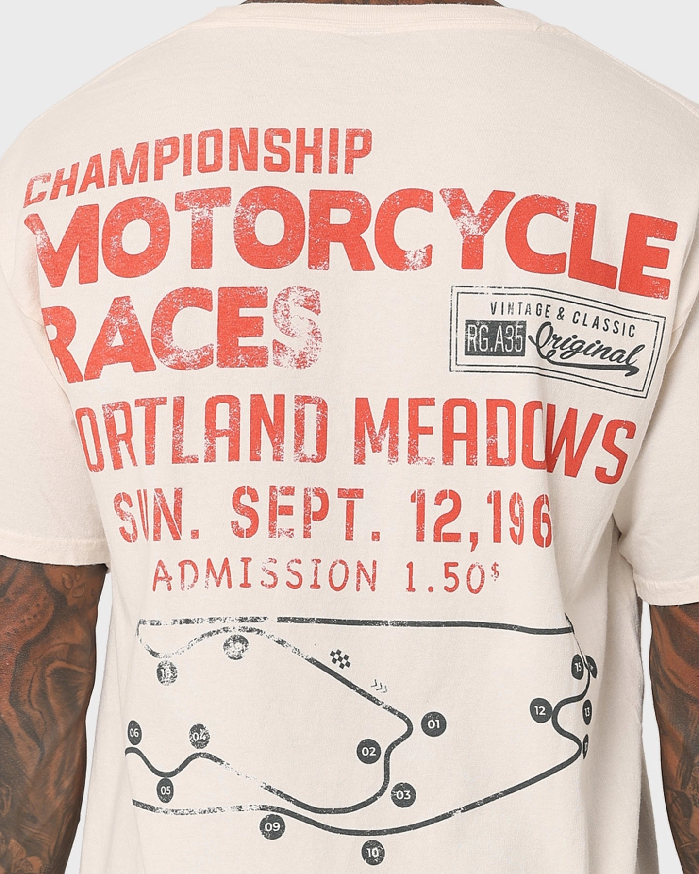Breathable mesh panel American Thrift Portland Meadows Vintage T-Shirt Off White