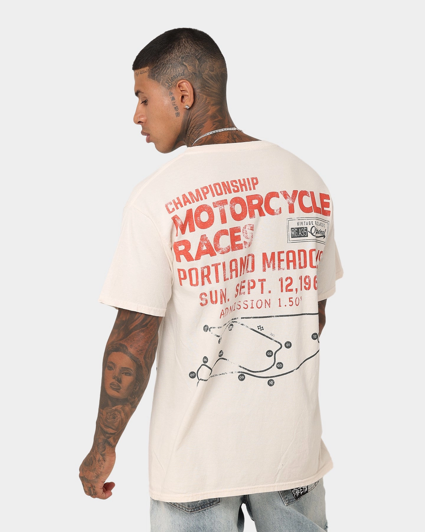 American Thrift Portland Meadows Vintage T-Shirt Off White Heat Transfer Printing