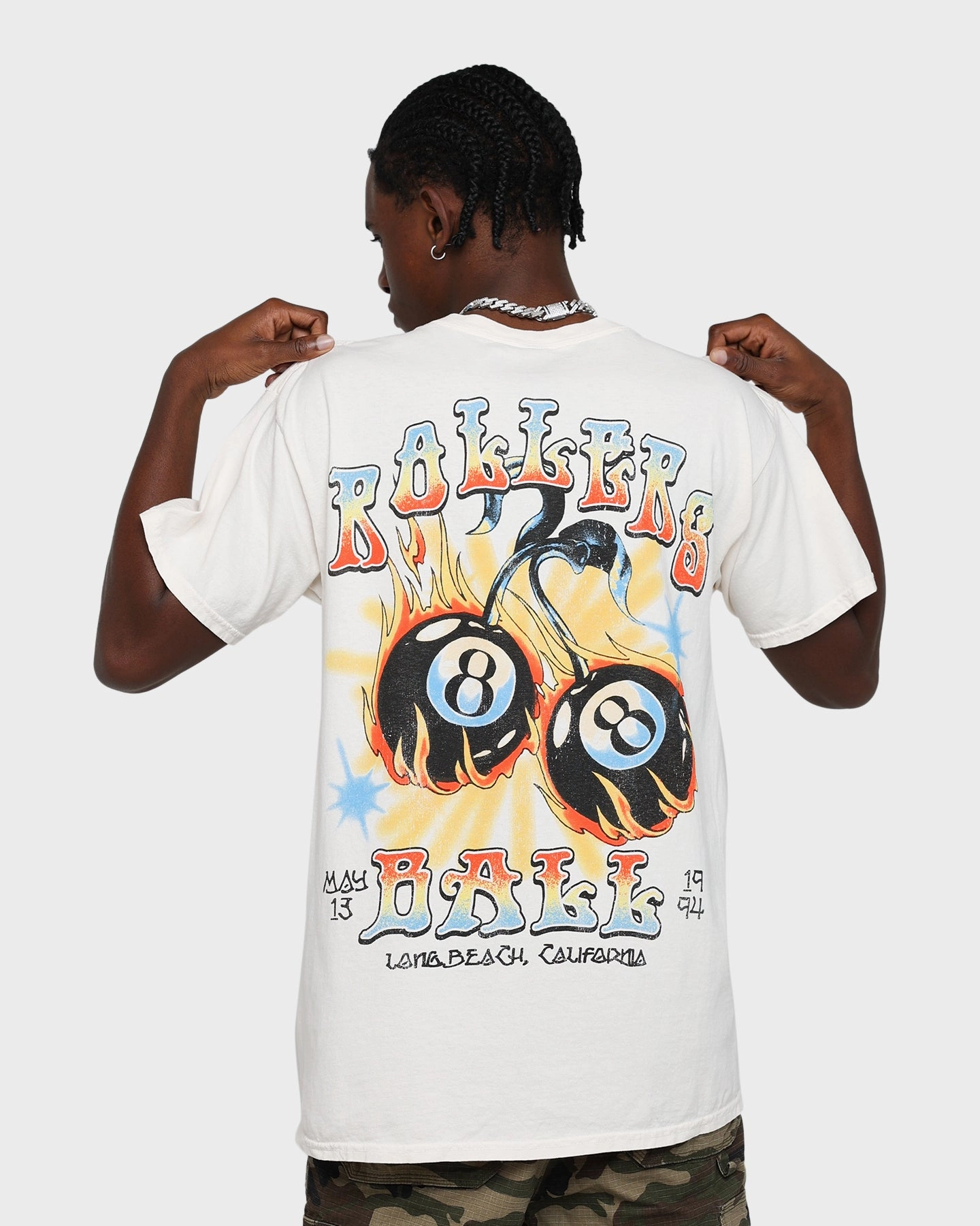American Thrift Rollars Ball Thrifted Vintage T-Shirt Off White Seasonal Trend Comfortable texture