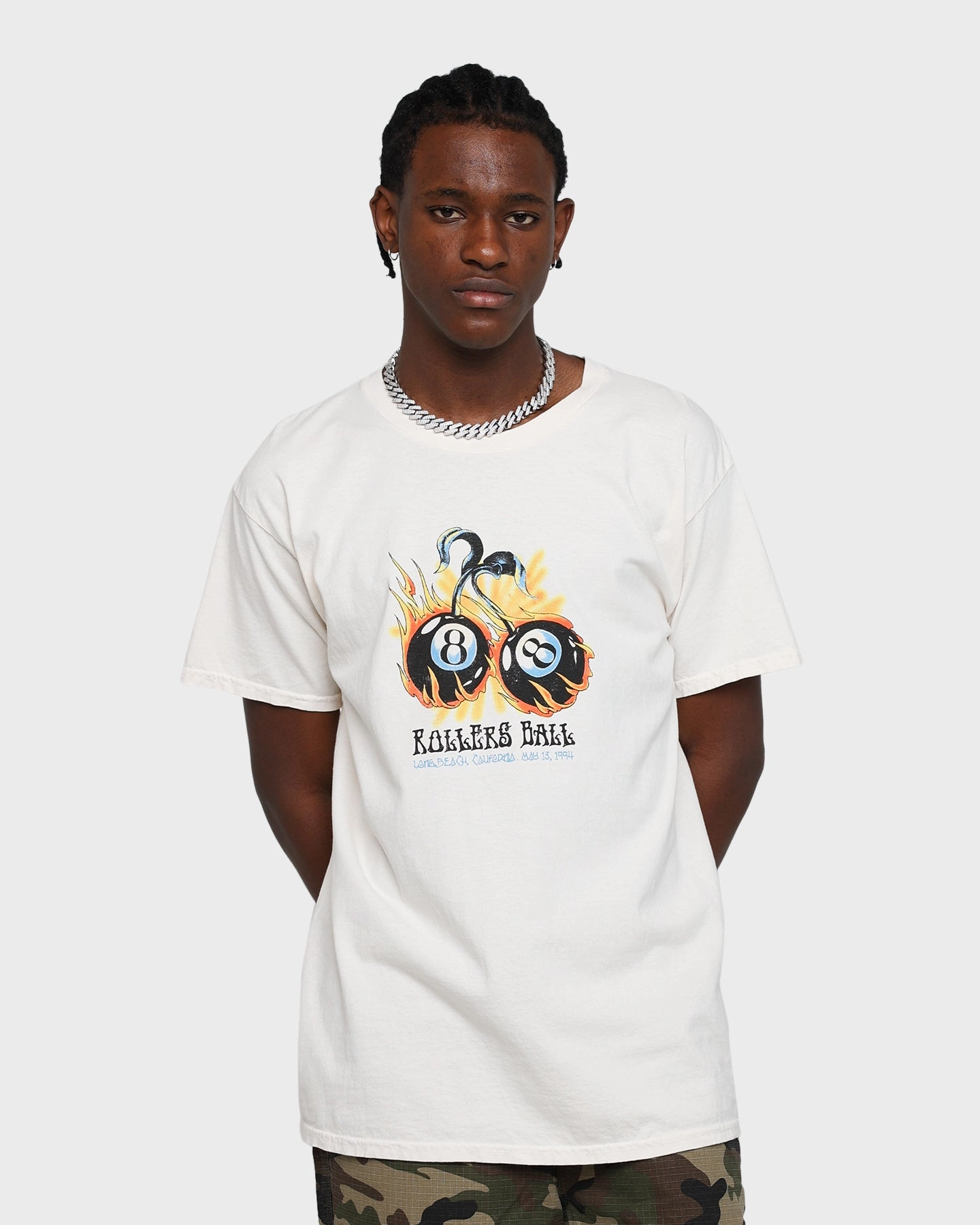 American Thrift Rollars Ball Thrifted Vintage T-Shirt Off White Urban Streetwear Stylish Casual