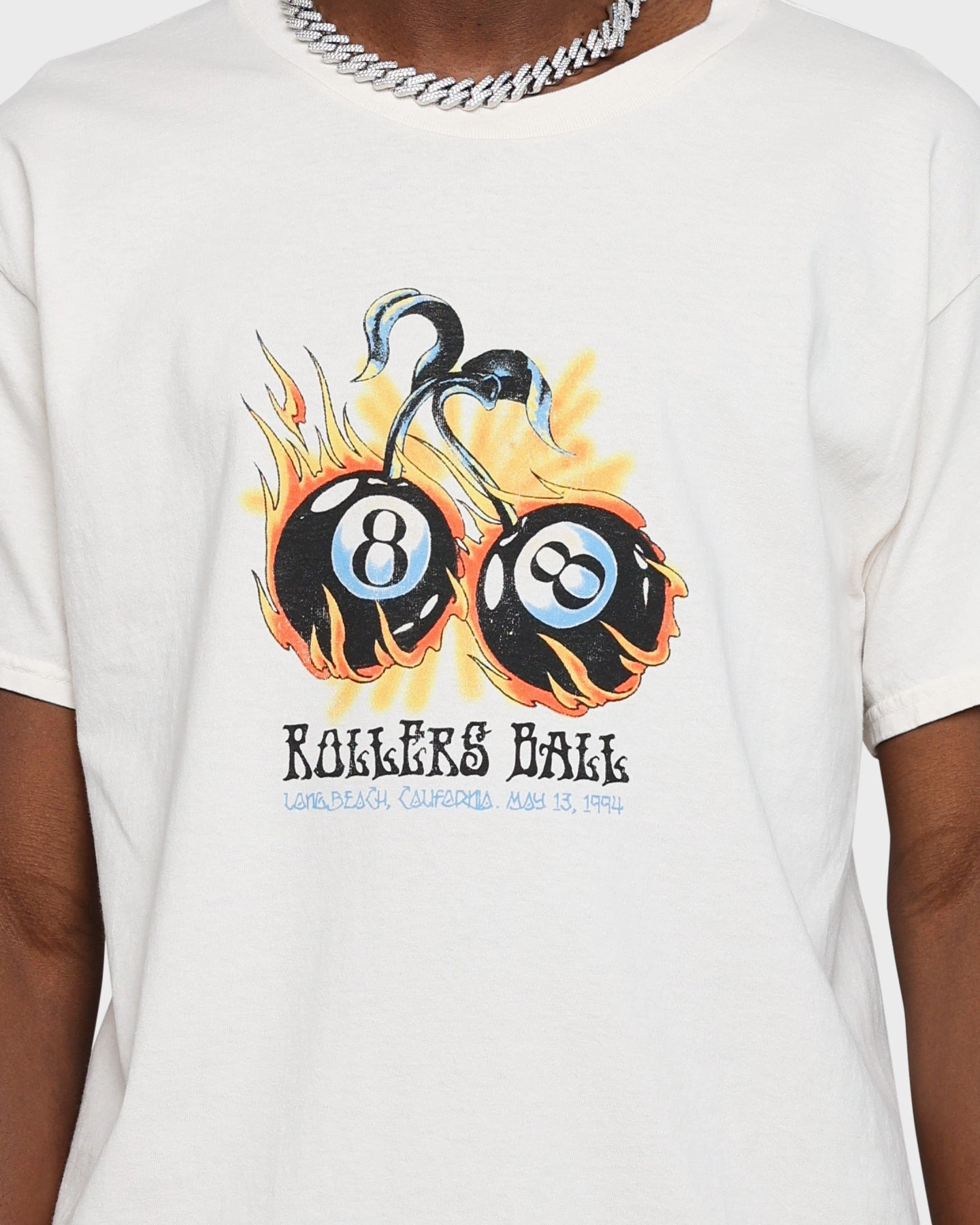 American Thrift Rollars Ball Thrifted Vintage T-Shirt Off White Lightweight Comfort