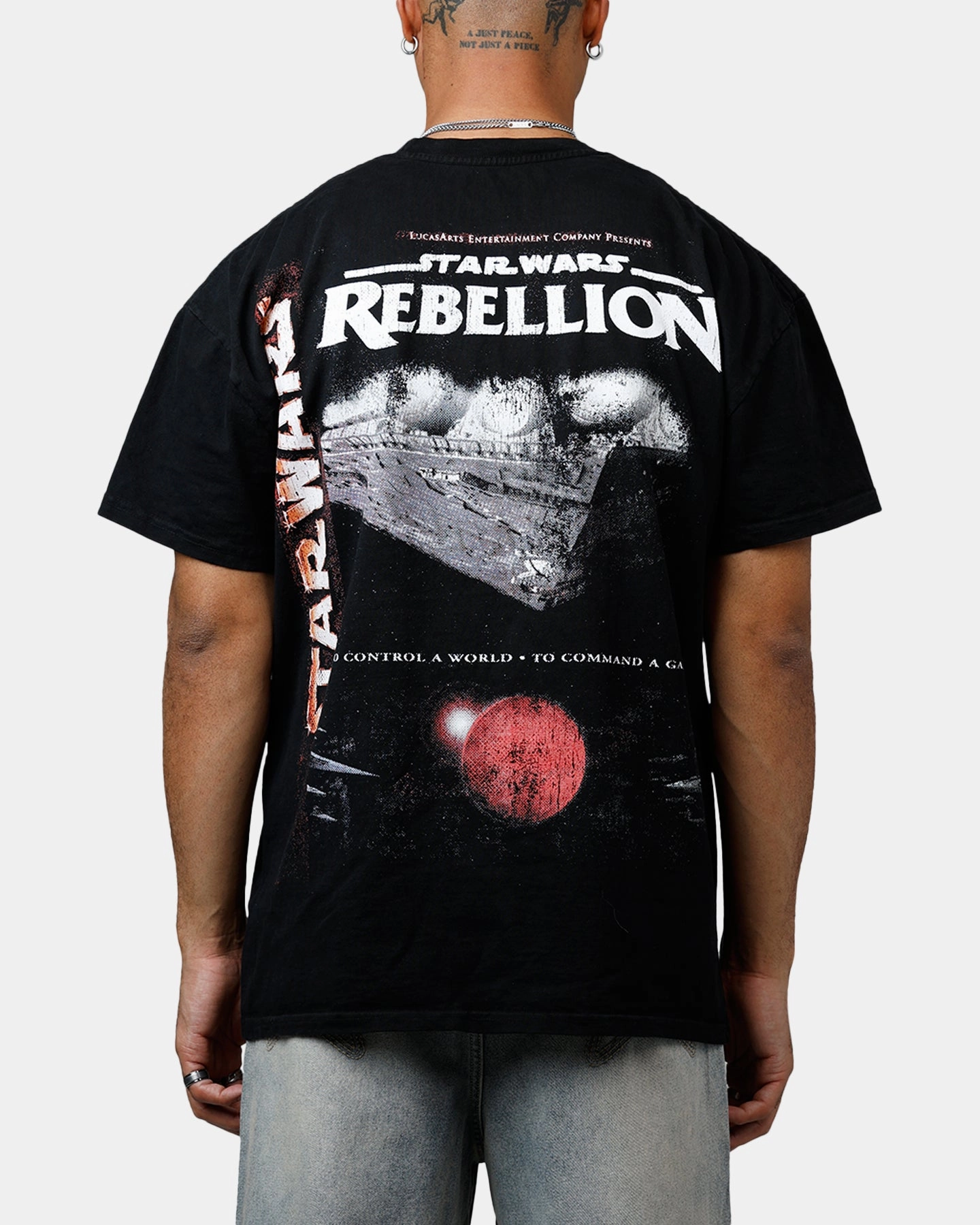 American Thrift Star Wars Battlefront Rebellion Heavyweight T-Shirt Black Sublimation Printed Collar