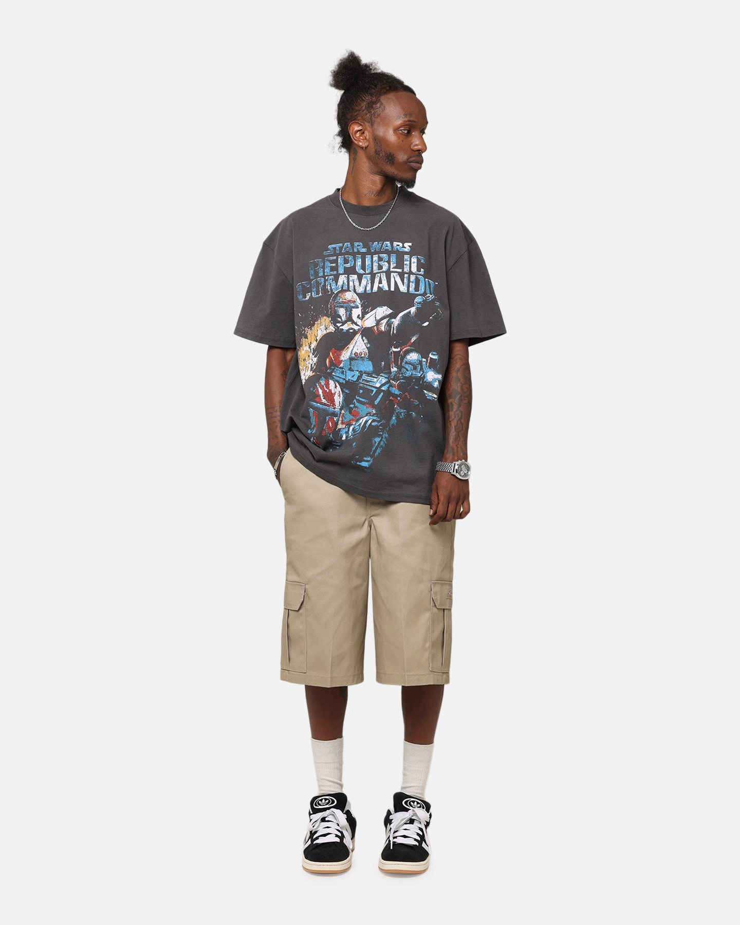 American Thrift Star Wars Battlefront Republic Commando Heavy T-Shirt Black Wash Ethically Sourced Material sequined details