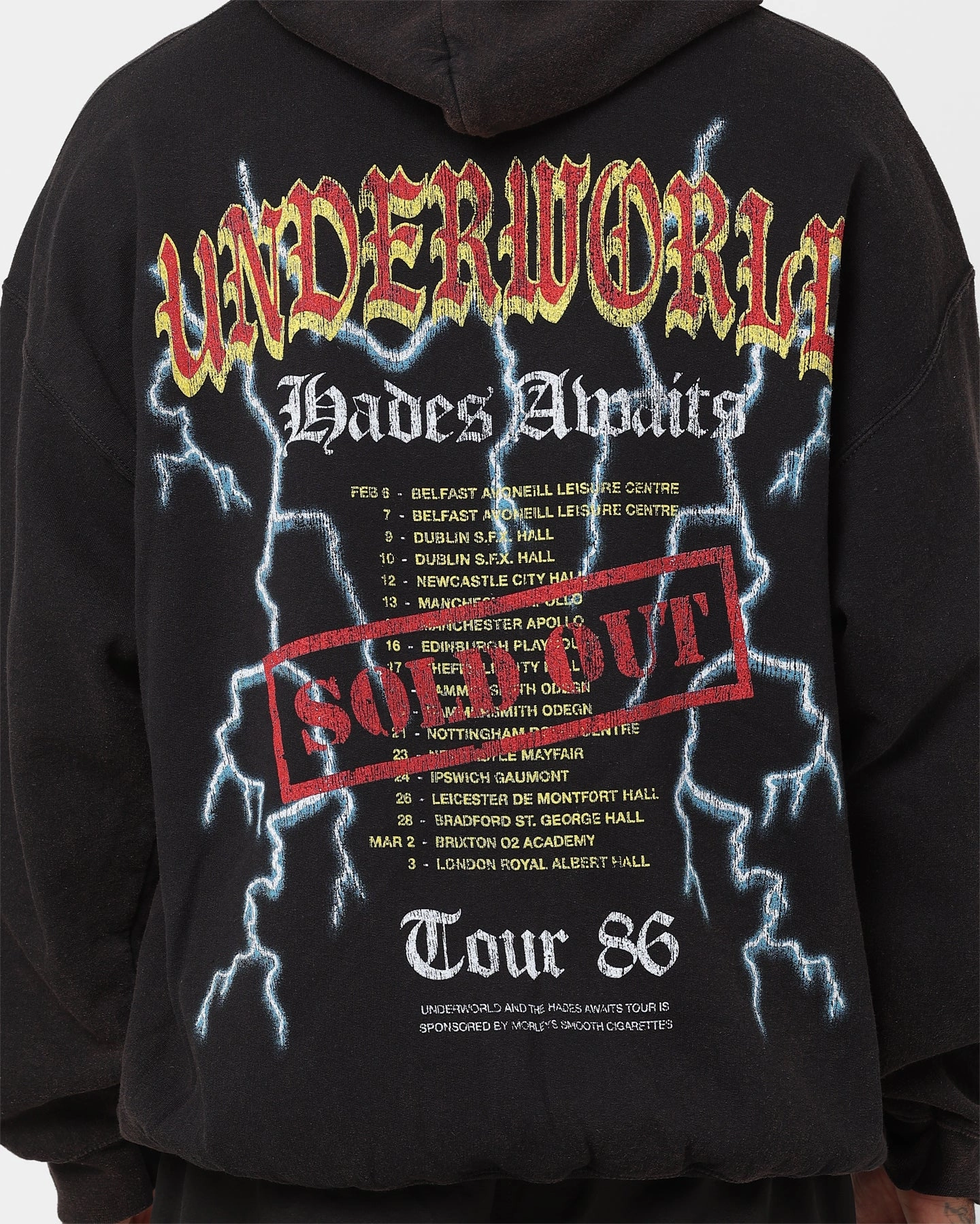 Rain Friendly American Thrift Underworld Tour Hoodie Black Wash