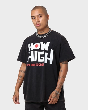 American Thrift X 420 How High Vintage T-Shirt Washed Black Trendy Tops