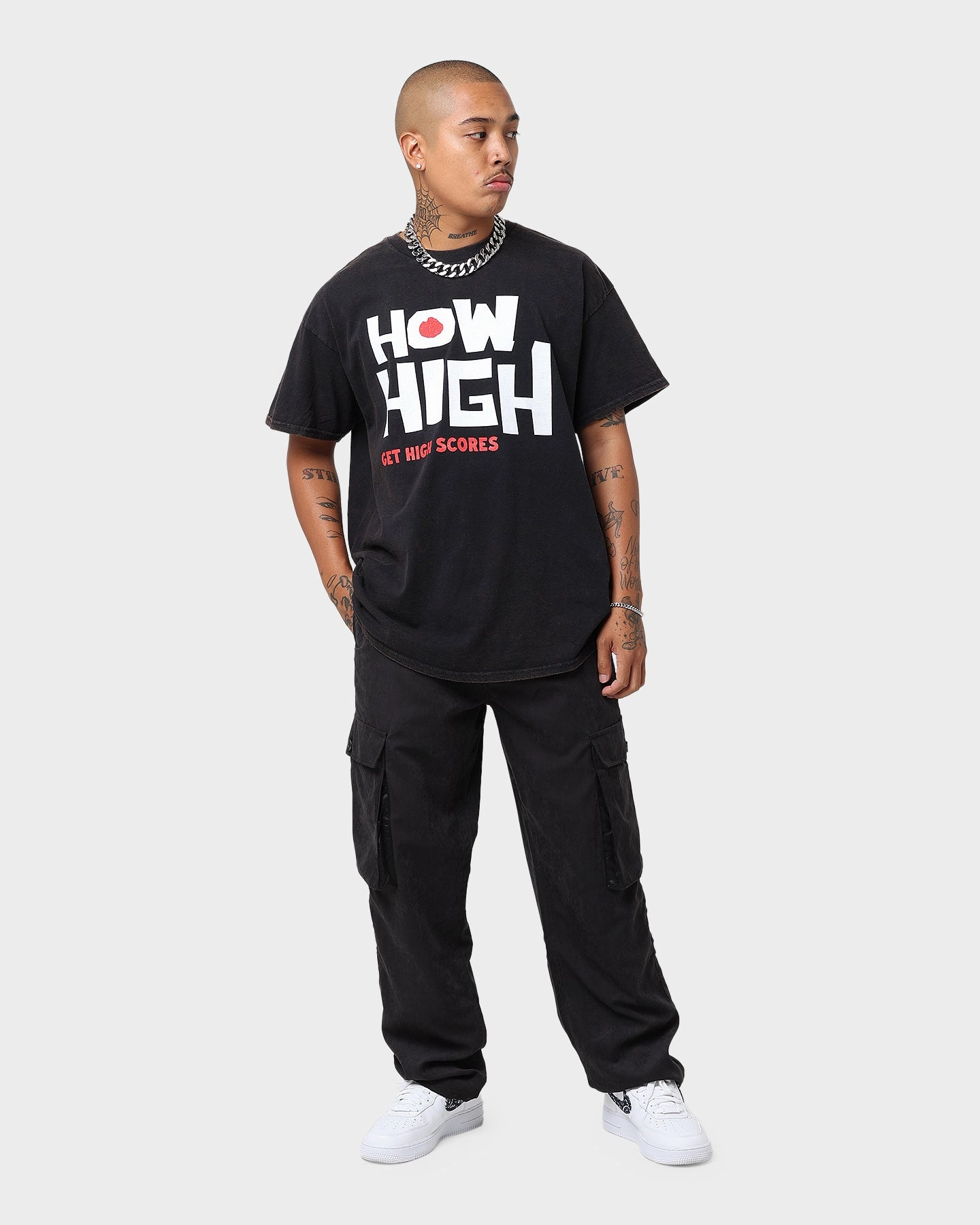 American Thrift X 420 How High Vintage T-Shirt Washed Black DoubleStitched Seams Relaxed Look