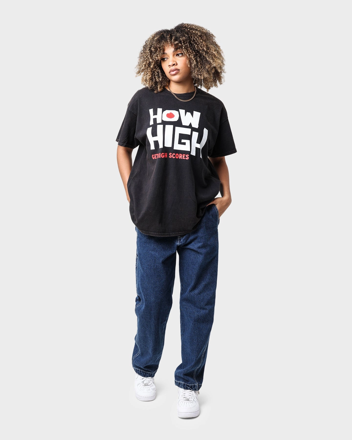 Soft Breathable yoga clothing American Thrift X 420 How High Vintage T-Shirt Washed Black