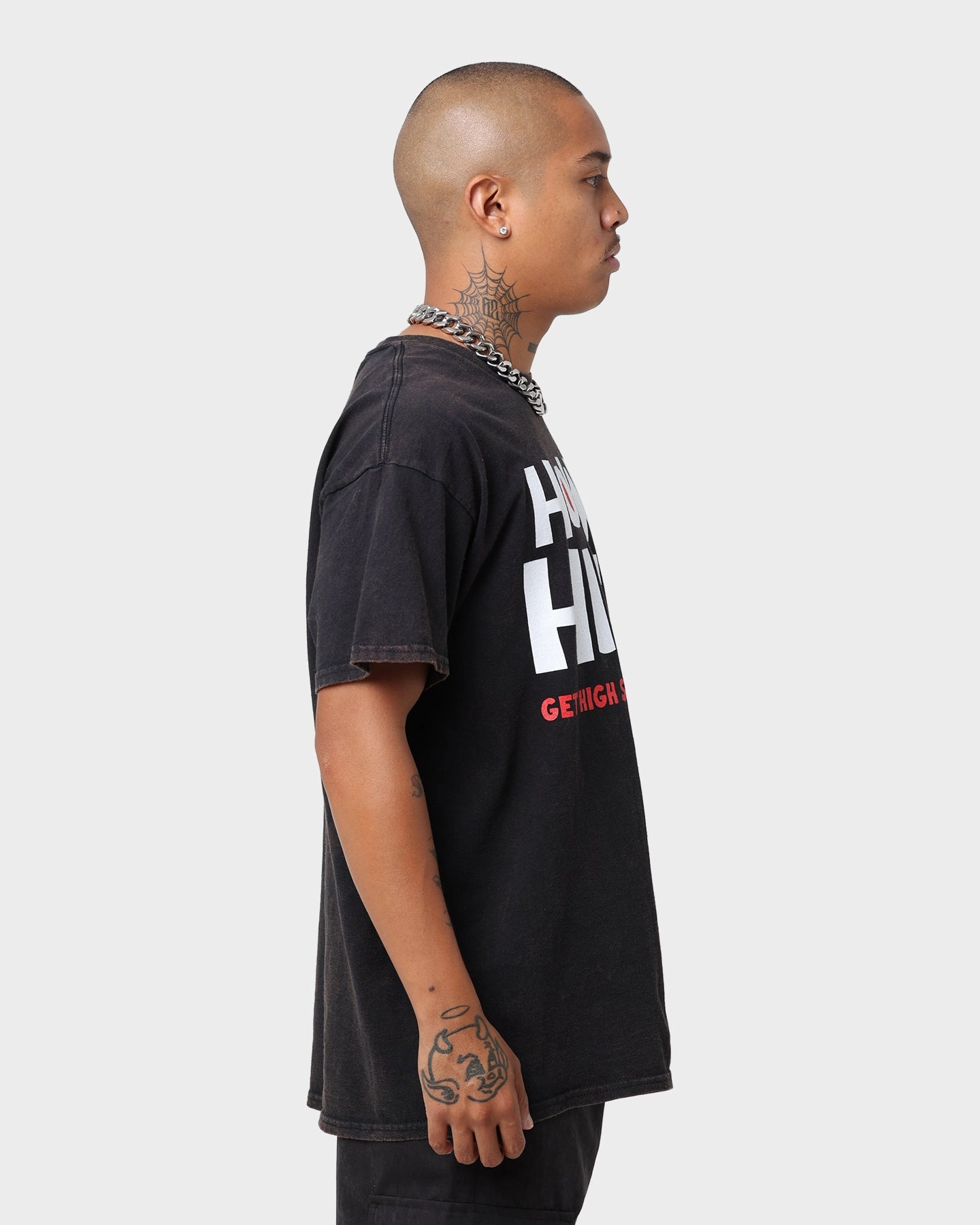 QuickDry Soft and Light American Thrift X 420 How High Vintage T-Shirt Washed Black