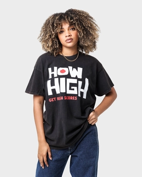Organic Cotton Construction American Thrift X 420 How High Vintage T-Shirt Washed Black