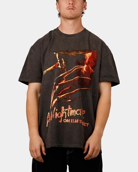 American Thrift X A Nightmare on Elm Street 'Horror Classics' Claw Heavyweight T-Shirt Black Wash Boat Neck Effortless Comfort Wear