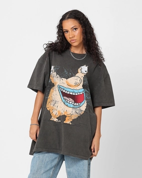 American Thrift X Aaahh!!! Real Monsters Krum Heavyweight Vintage T-Shirt Black Wash Perfect for Workouts