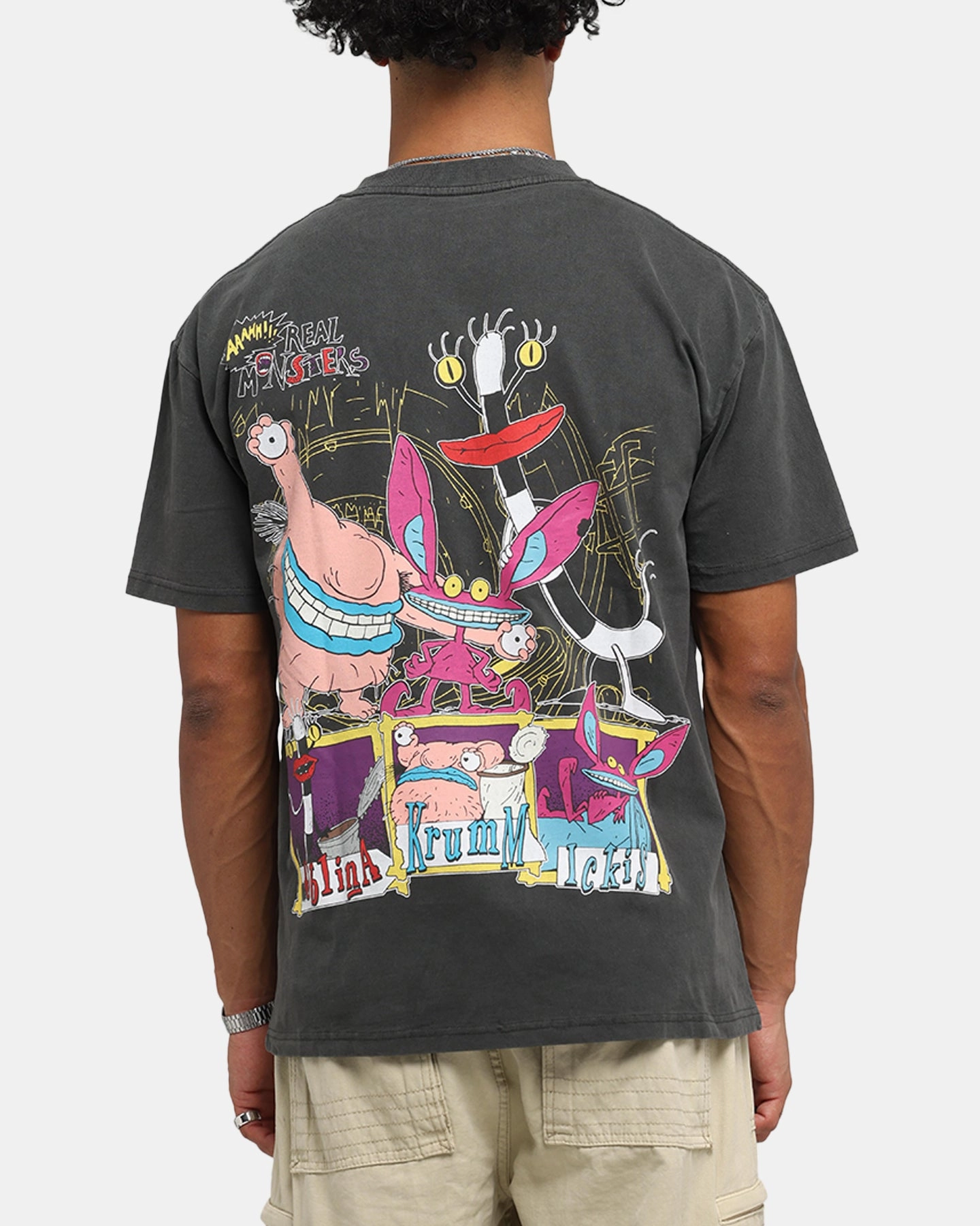 spandex blend college American Thrift x Aaahh!!! Real Monsters Monsters Heavy T-Shirt Black Wash