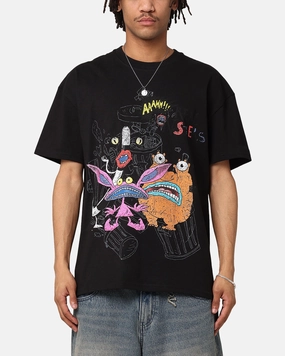 Sporty Style Breathable Look American Thrift x Aaahh!!! Real Monsters Monsters Heavyweight Vintage T-Shirt Black