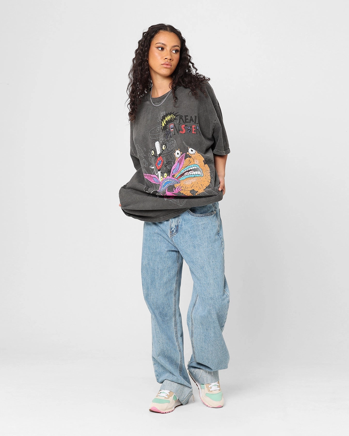 American Thrift x Aaahh!!! Real Monsters Monsters Heavyweight Vintage T-Shirt Black Wash Seamless construction SeamFreeShoulders