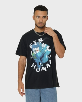 American Thrift X Adventure Time Finn The Human Vintage T-Shirt Black Wash Breathable Yarn Composition