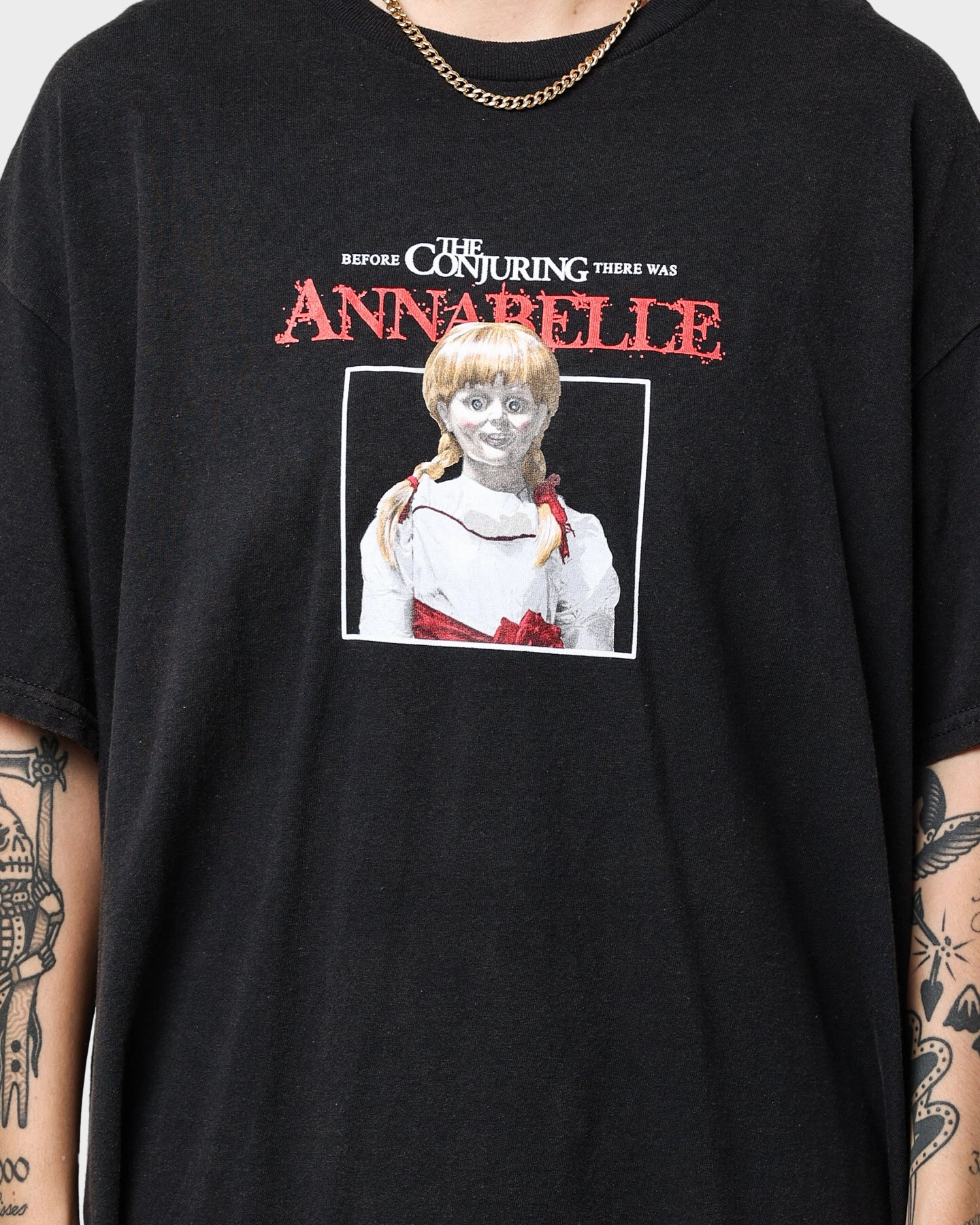 American Thrift X Annabelle Annabelle Vintage T-Shirt Black Wash Quick Release Hem Unisex