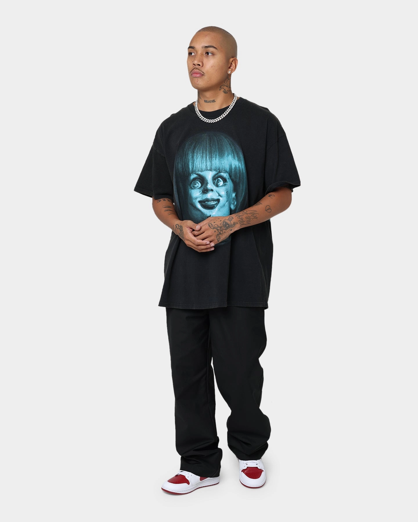 American Thrift X Annabelle Doll Vintage T-Shirt Black Wash Colorfast Dye Lightweight Material