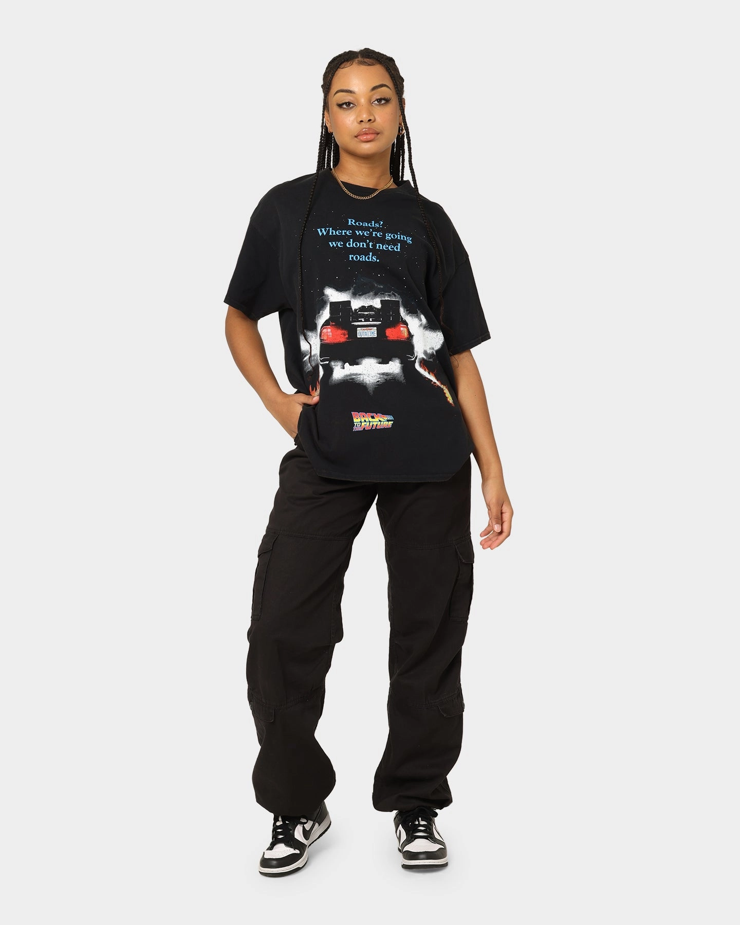 Cozy And Warm Microfiber texture American Thrift X Back To The Future Back To The Future 1 Vintage T-Shirt Washed Black
