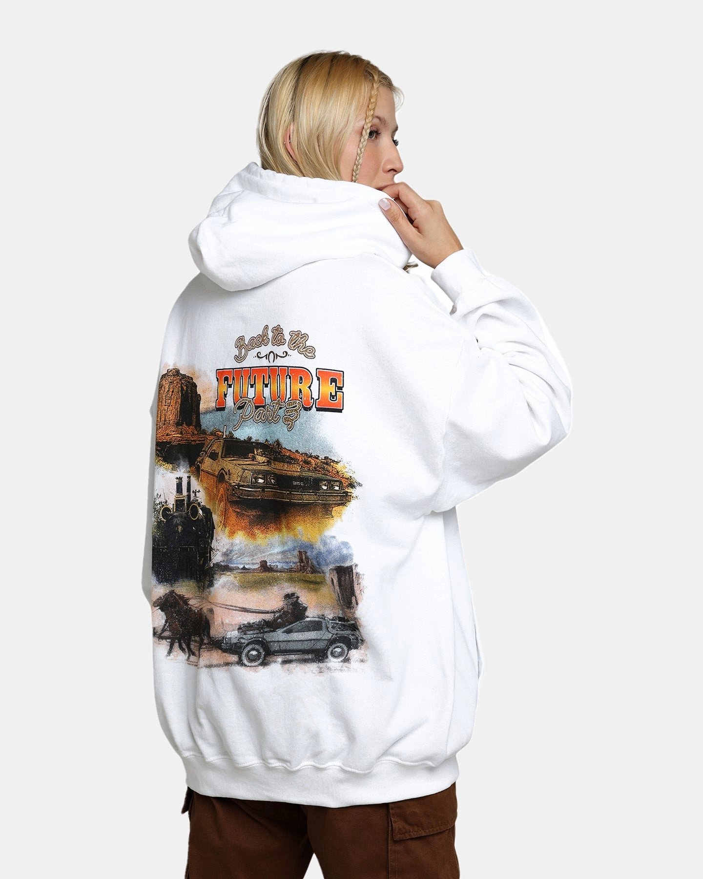 American Thrift X Back To The Future Back To The Future 3 Hoodie White Non Irritating Seams