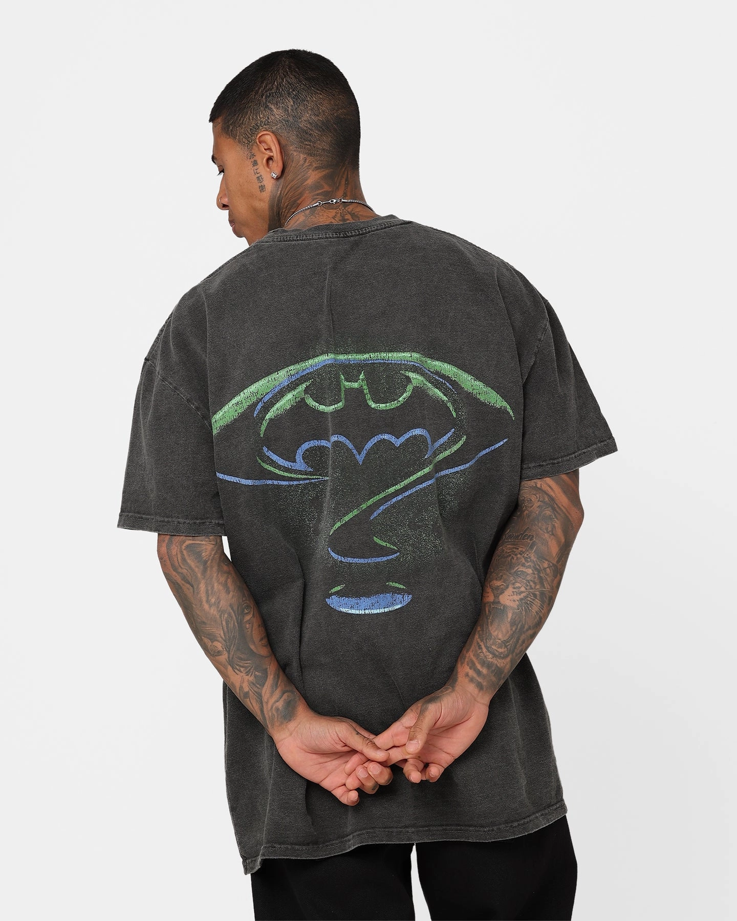 American Thrift X Batman Batman Forever Heavyweight Vintage T-Shirt Black Wash Trendy Top Sporty essentials