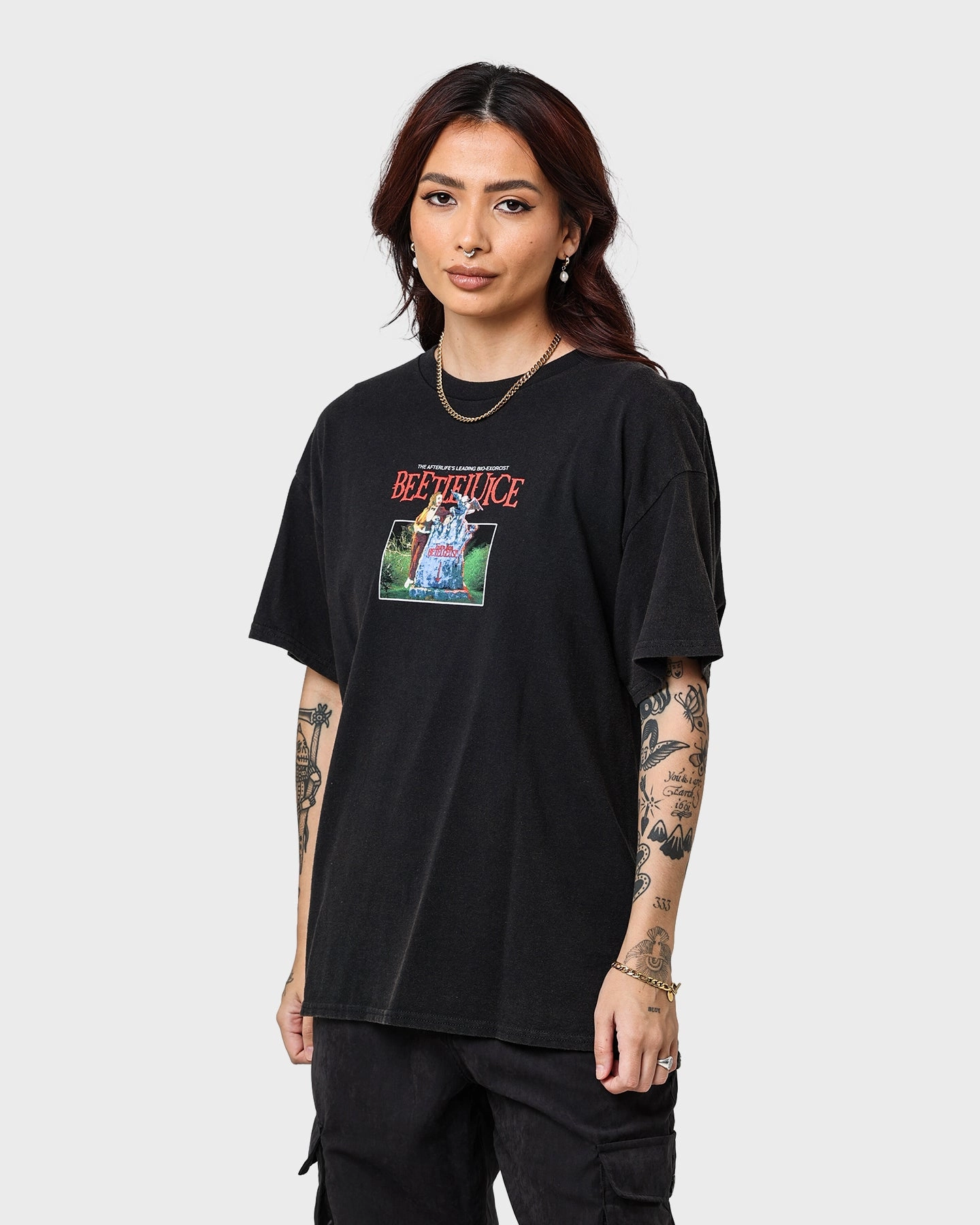 Seasonal Wear American Thrift X Beetlejuice Here Lies Vintage T-Shirt Vintage Black