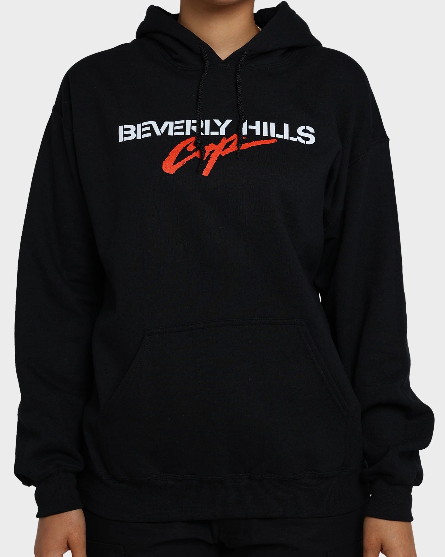 American Thrift X Beverly Hills Cop Logo Hoodie Black Smooth Feel