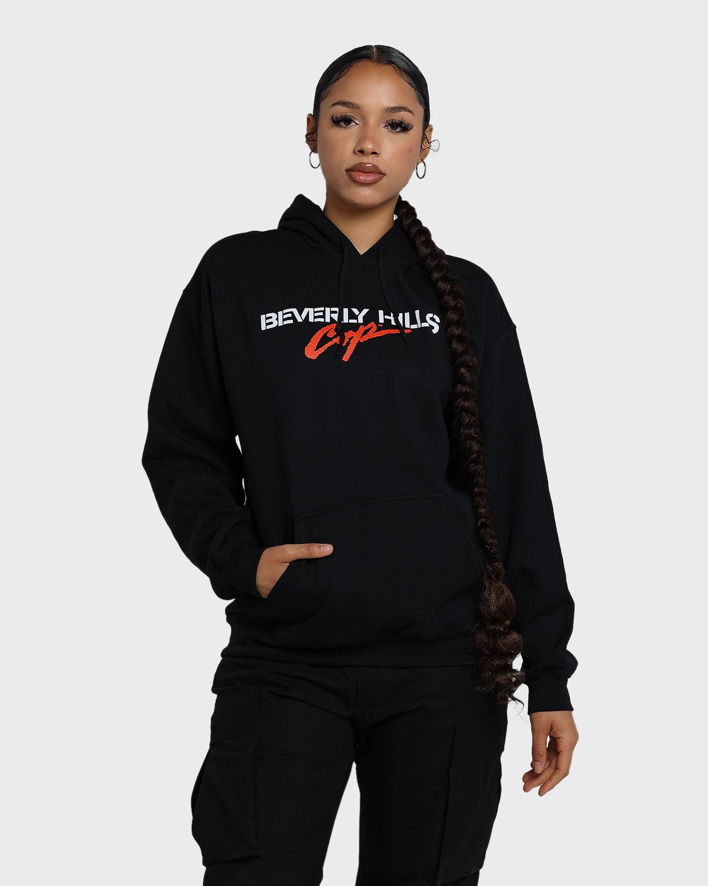 American Thrift X Beverly Hills Cop Logo Hoodie Black Sport Fit Mirror