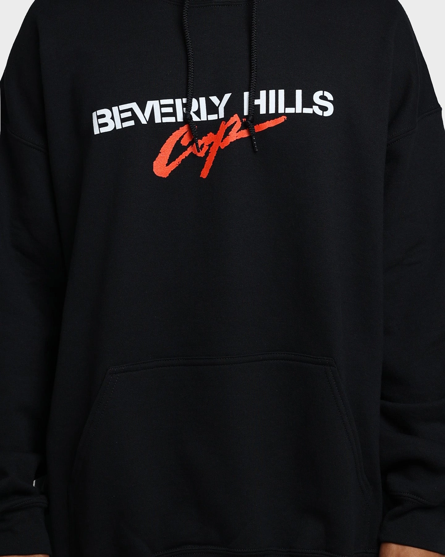 American Thrift X Beverly Hills Cop Logo Hoodie Black Urban Fit suitable for cosplay