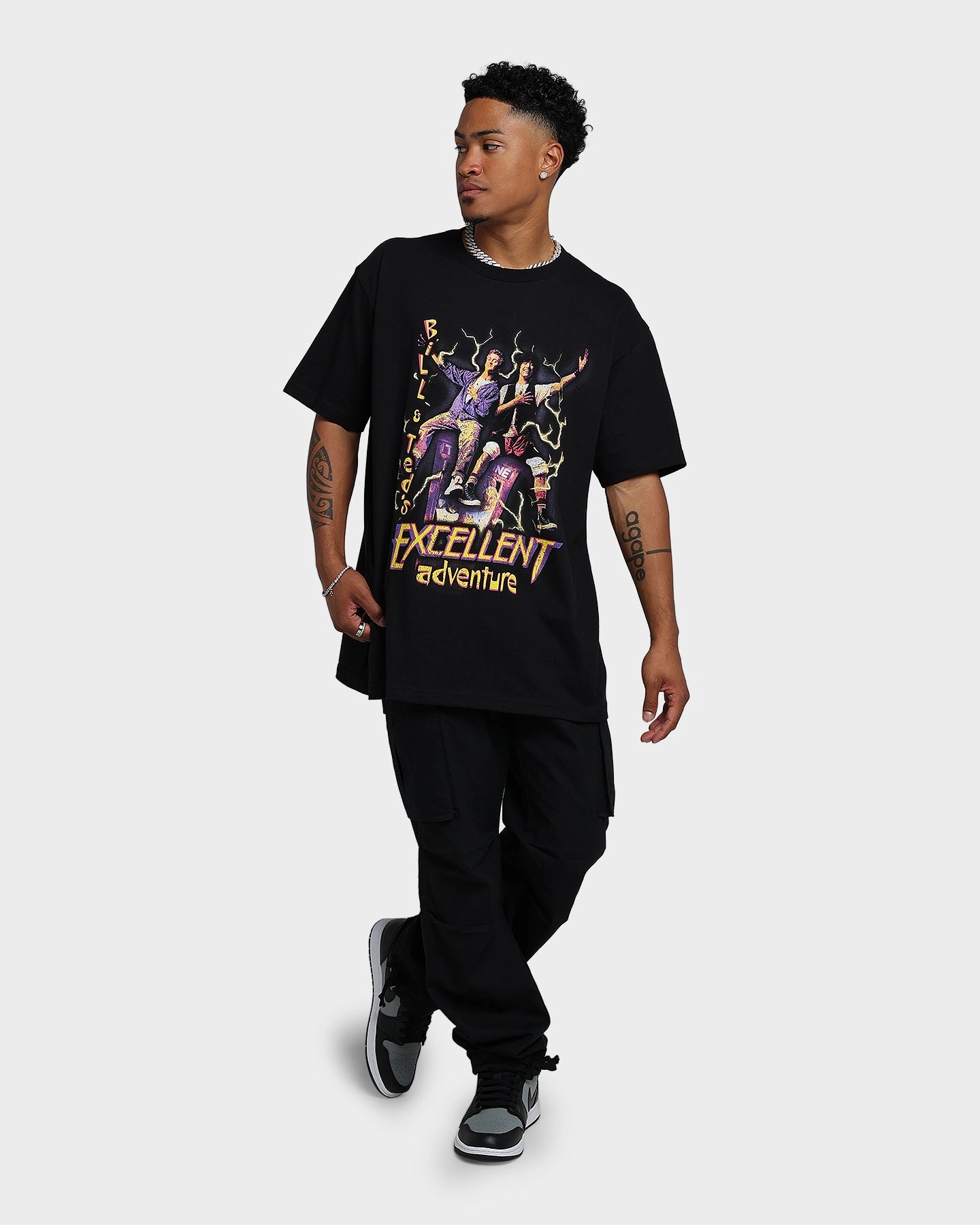 Smooth Jersey Texture Silk combination American Thrift X Bill & Ted Excellent Adventure T-Shirt Black