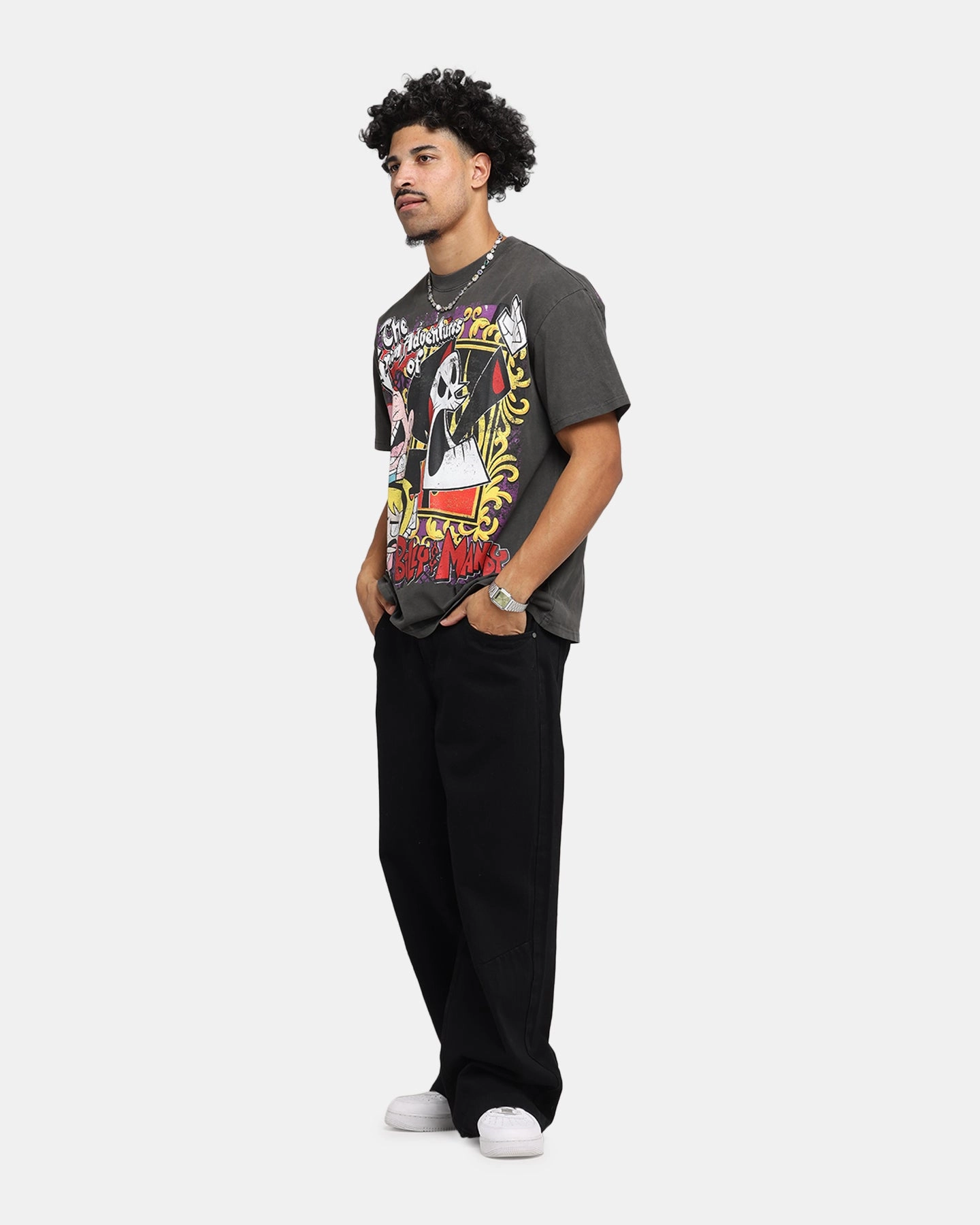 Casual Essential Timeless Look American Thrift X Cartoon Network Grim Adventures Heavy T-Shirt Black Wash