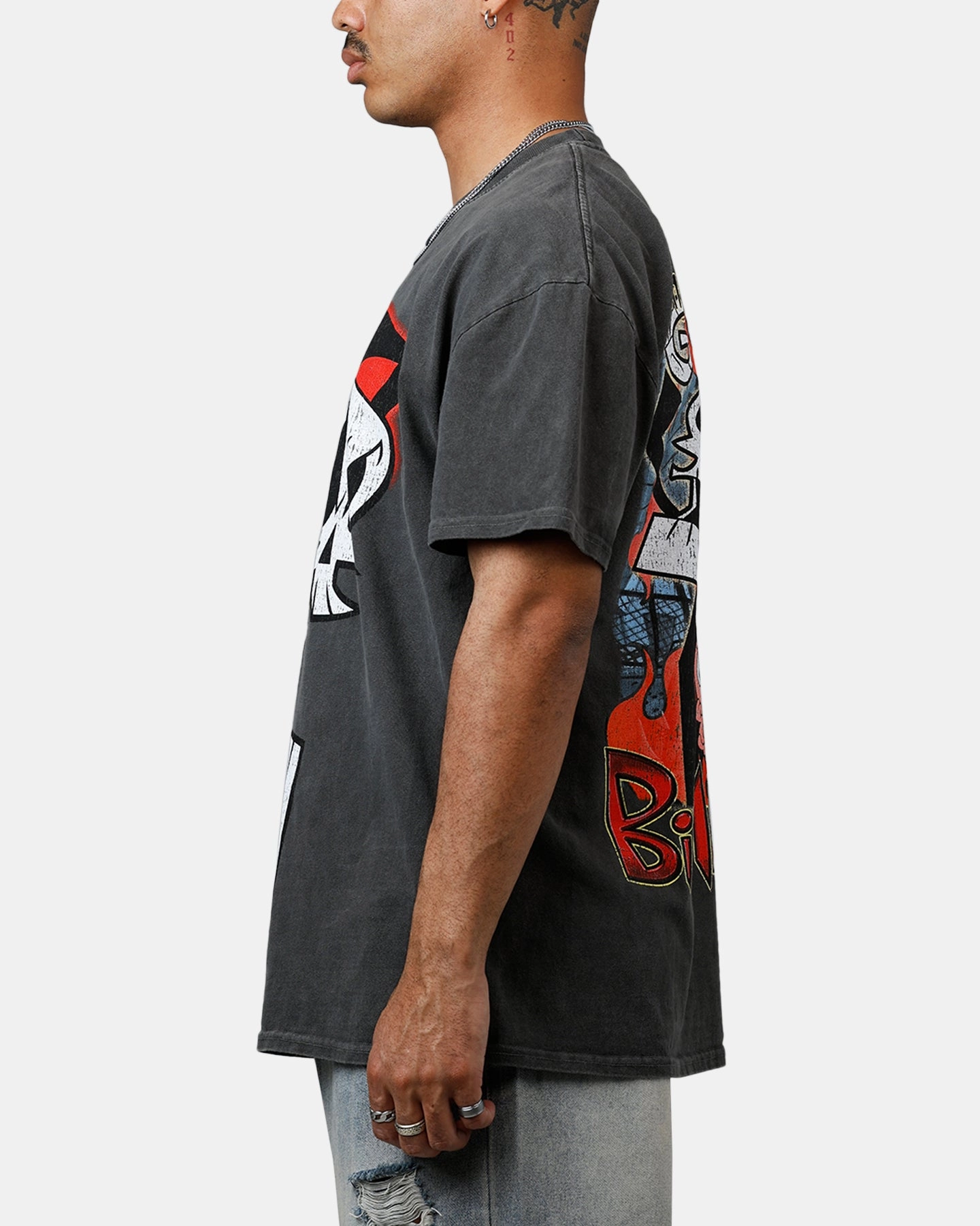 American Thrift X Cartoon Network Grim Heavyweight Vintage T-Shirt Black Wash Durable Material
