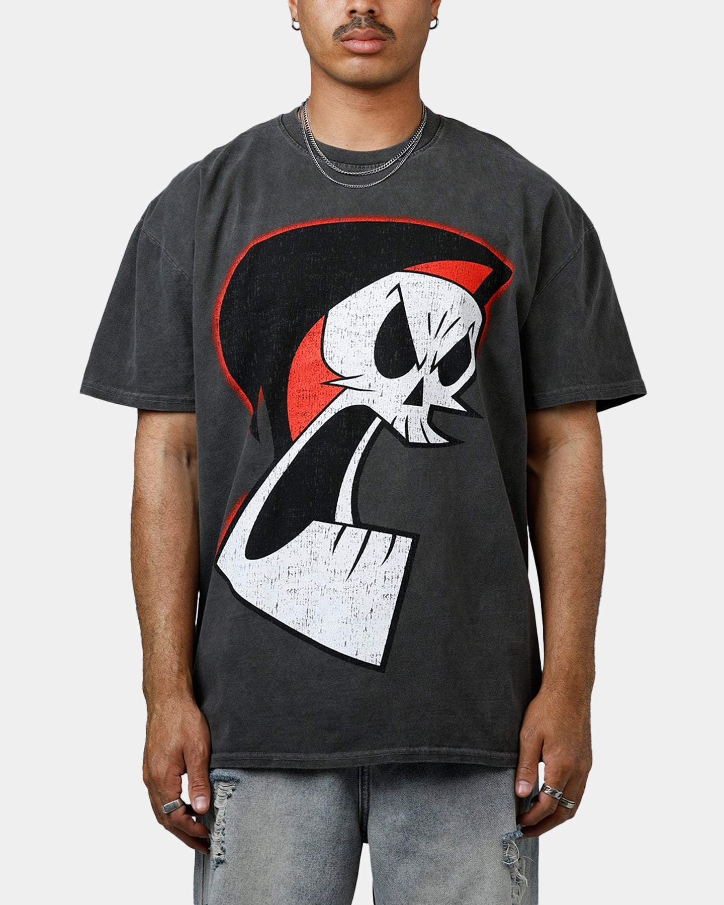 American Thrift X Cartoon Network Grim Heavyweight Vintage T-Shirt Black Wash Comfort Style Breathable knit