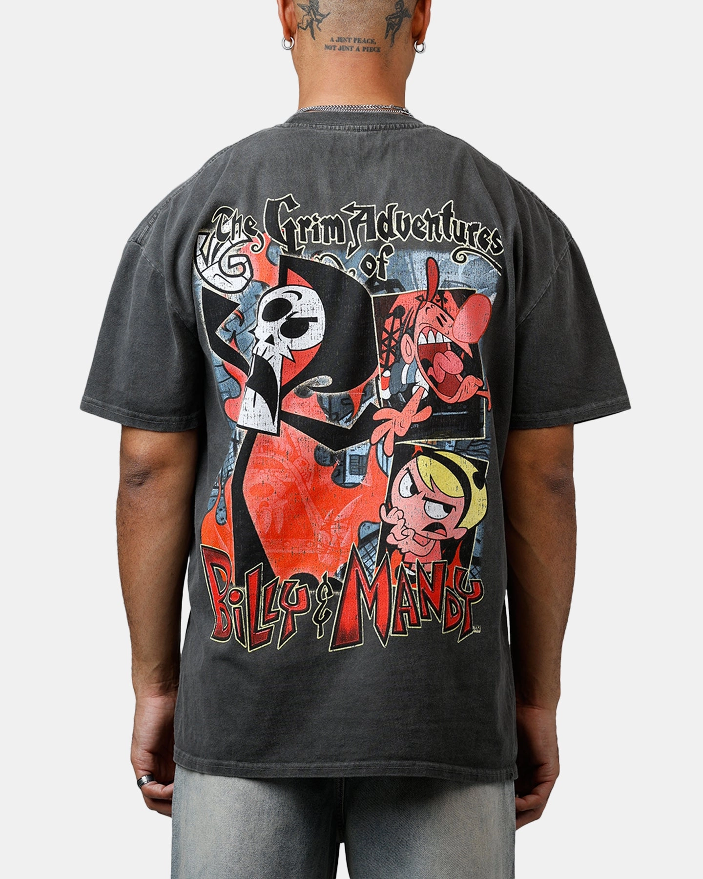 American Thrift X Cartoon Network Grim Heavyweight Vintage T-Shirt Black Wash Fit For Movement