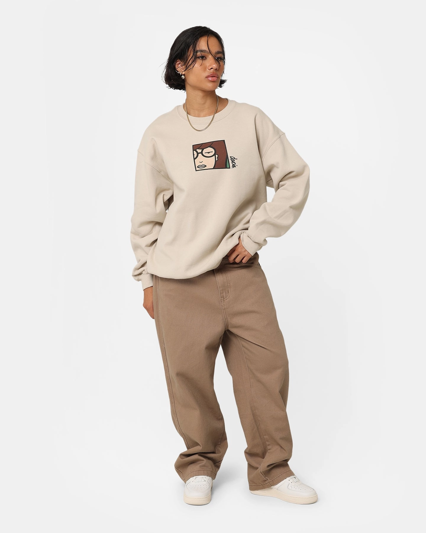 American Thrift X Daria Daria Poster Crewneck Stone Minimalist Design Everyday Fashion