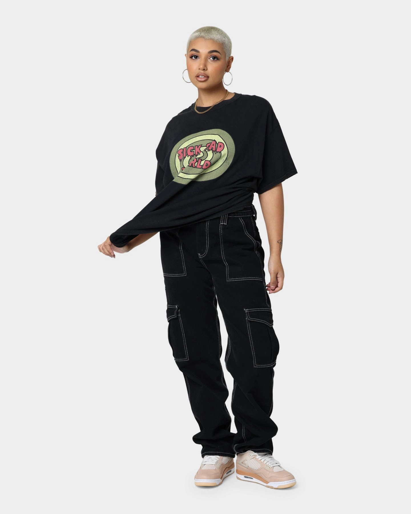BreathableMeshLining Micro Perforated Fabric American Thrift X Daria Sick Sad World Vintage T-Shirt Black Wash