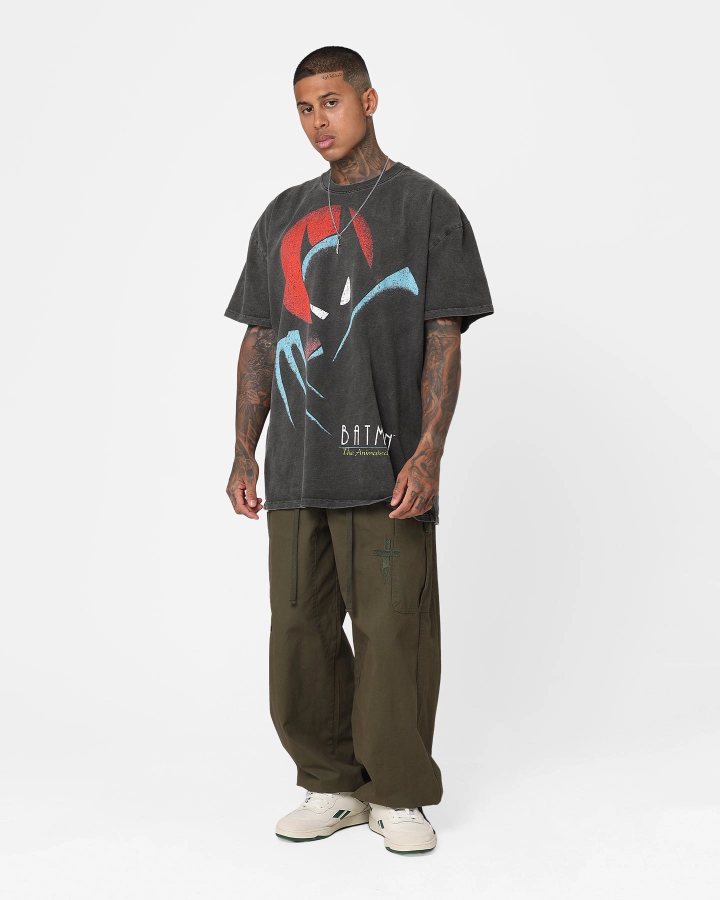 American Thrift X DC 1993 Batman Heavyweight Vintage T-Shirt Black Wash Everyday Comfort V-Neck